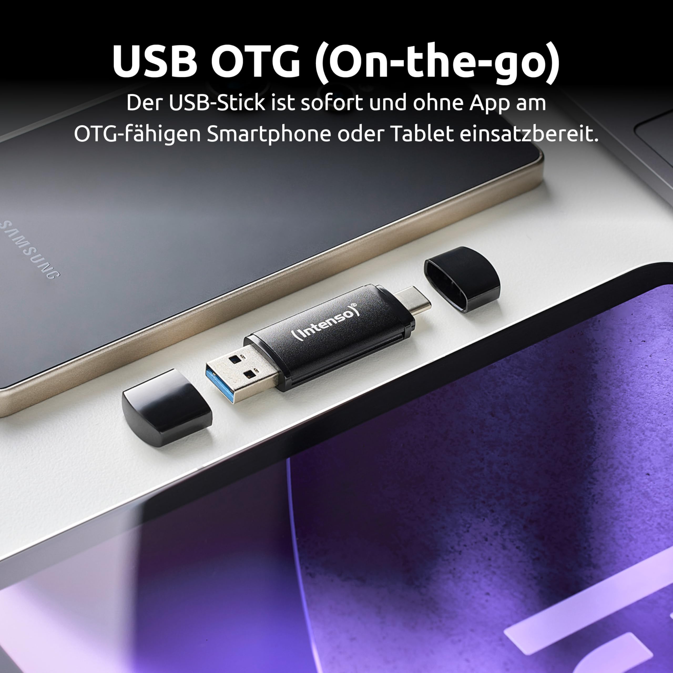 Intenso Flex Line Clé USB 128 Go - Double clé USB 3.2 Gen 1x1 avec USB-C & USB-A pour Smartphone, Tablette, Ordinateur Portable et PC Compatible OTG, 70 Mo/s, Noir - 4
