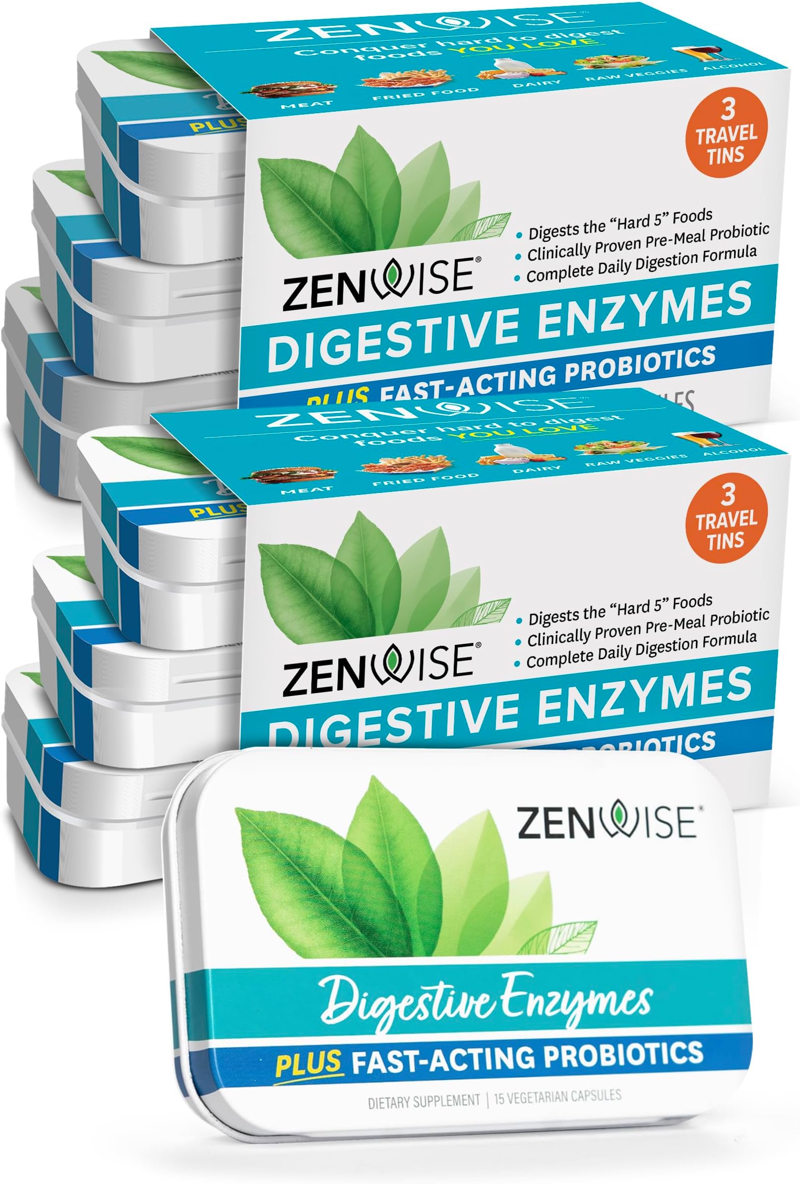 Zenwise Health Digestive Enzymes and Bromelain for Gut Health - Probiotic Multi Enzymes with Prebiotics and Probiotics for Women and Men for Digestive Health and Bloating Relief for Digestion - 90 CT