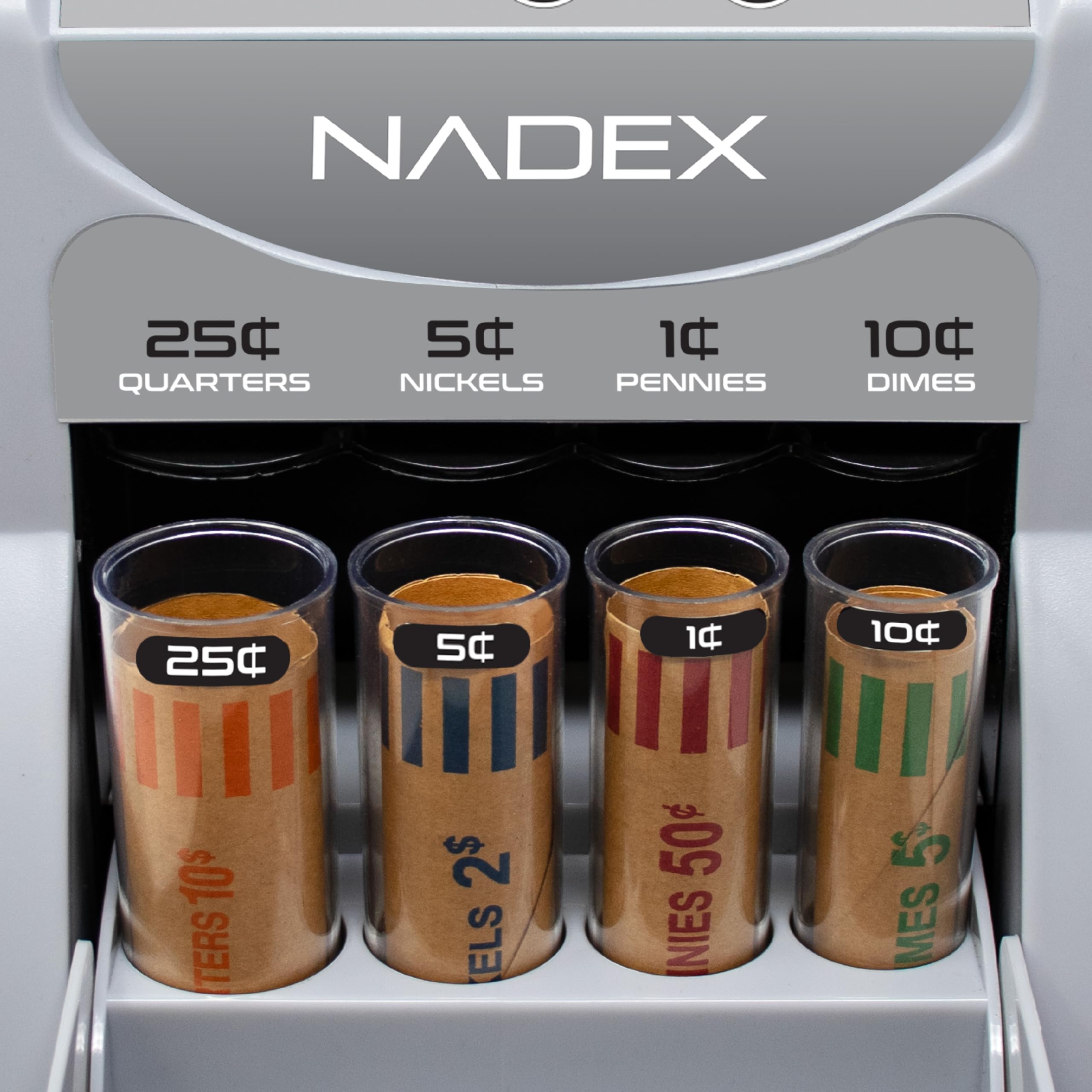 Nadex Clasificador y contador digital de monedas S180 - Muestra valores totales y denominación, color plateado