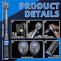 Vista 4 de Llave dinamométrica de 1/2 pulgada con clic de doble dirección, llave dinamométrica profesional de clic de doble dirección 10-170