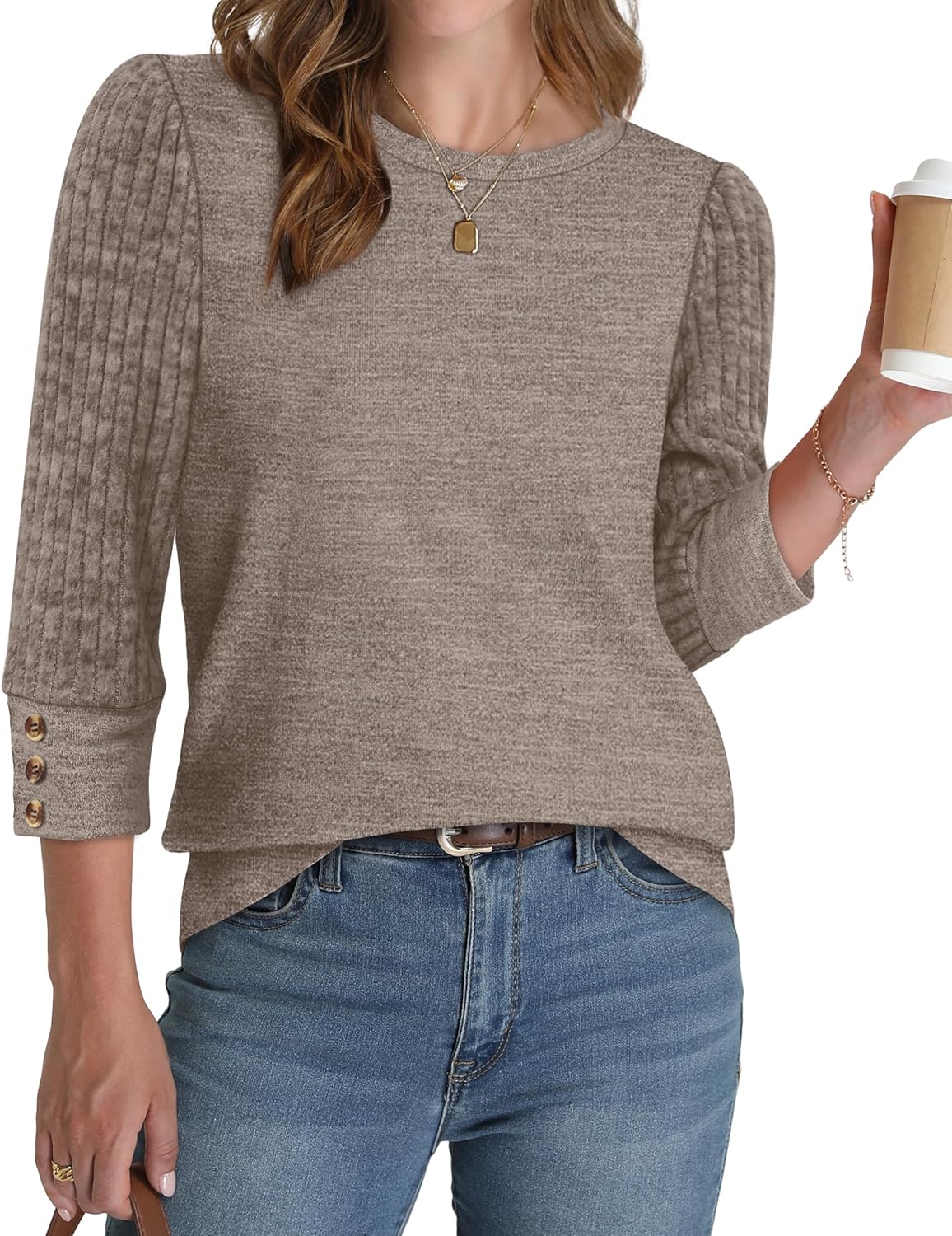 WIHOLL 3/4 Length Sleeve Womens Tops Sweaters Shirts Lightweight Spring Outfits 2026 Winter Clothing S-3XL - Image 2