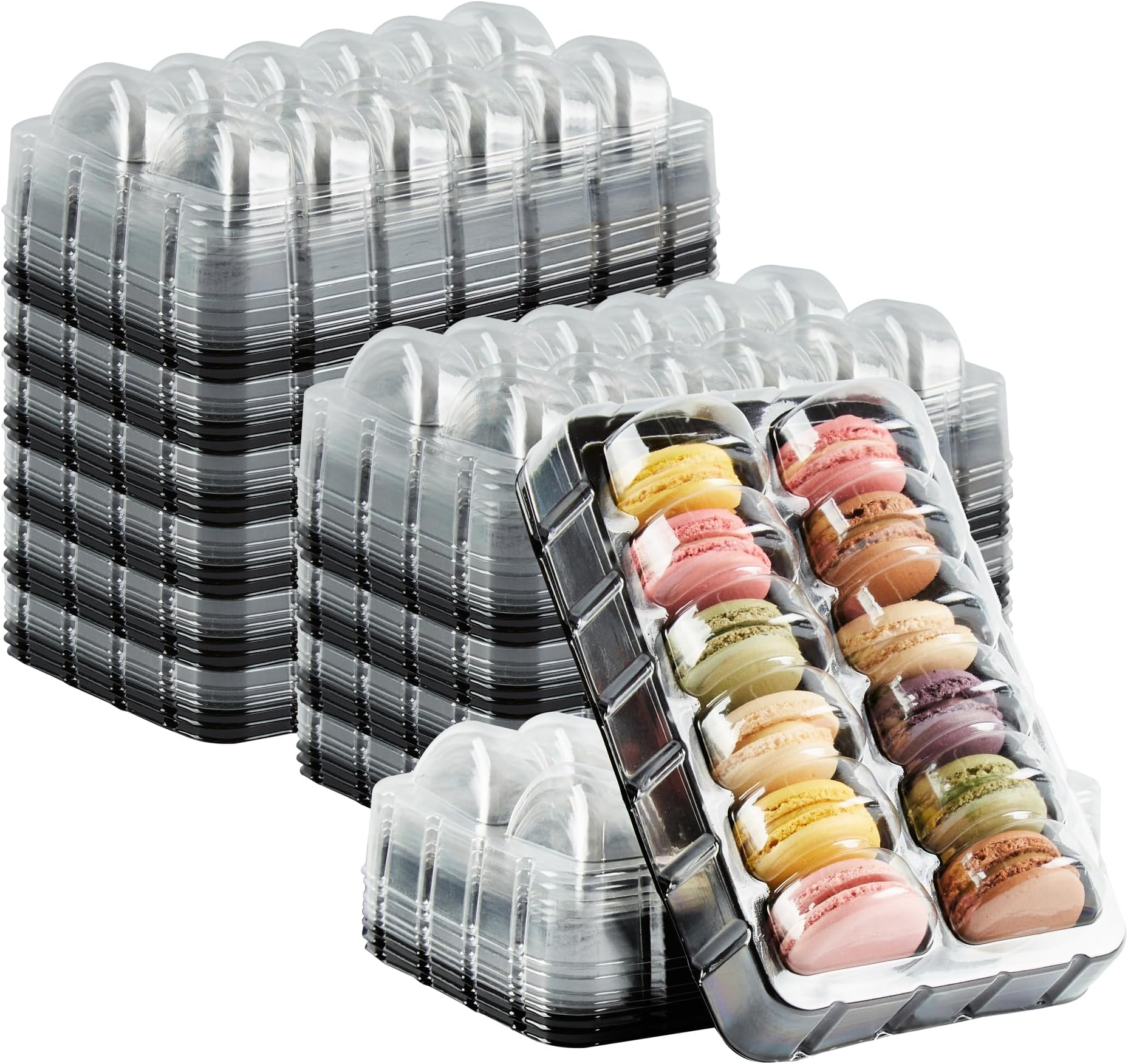 100-CT Shock Safe 11'' x 4.5'' x 2'' Take Out Macaron Boxes