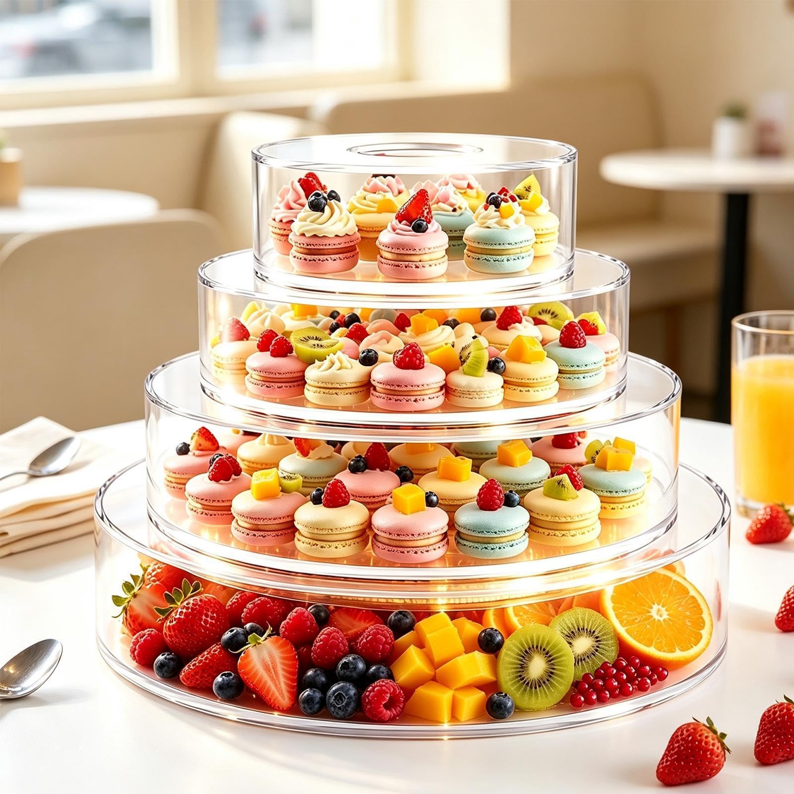 Porta Torta Matrimonio 4 Pezzi Espositore Dolci in Acrilico con LED