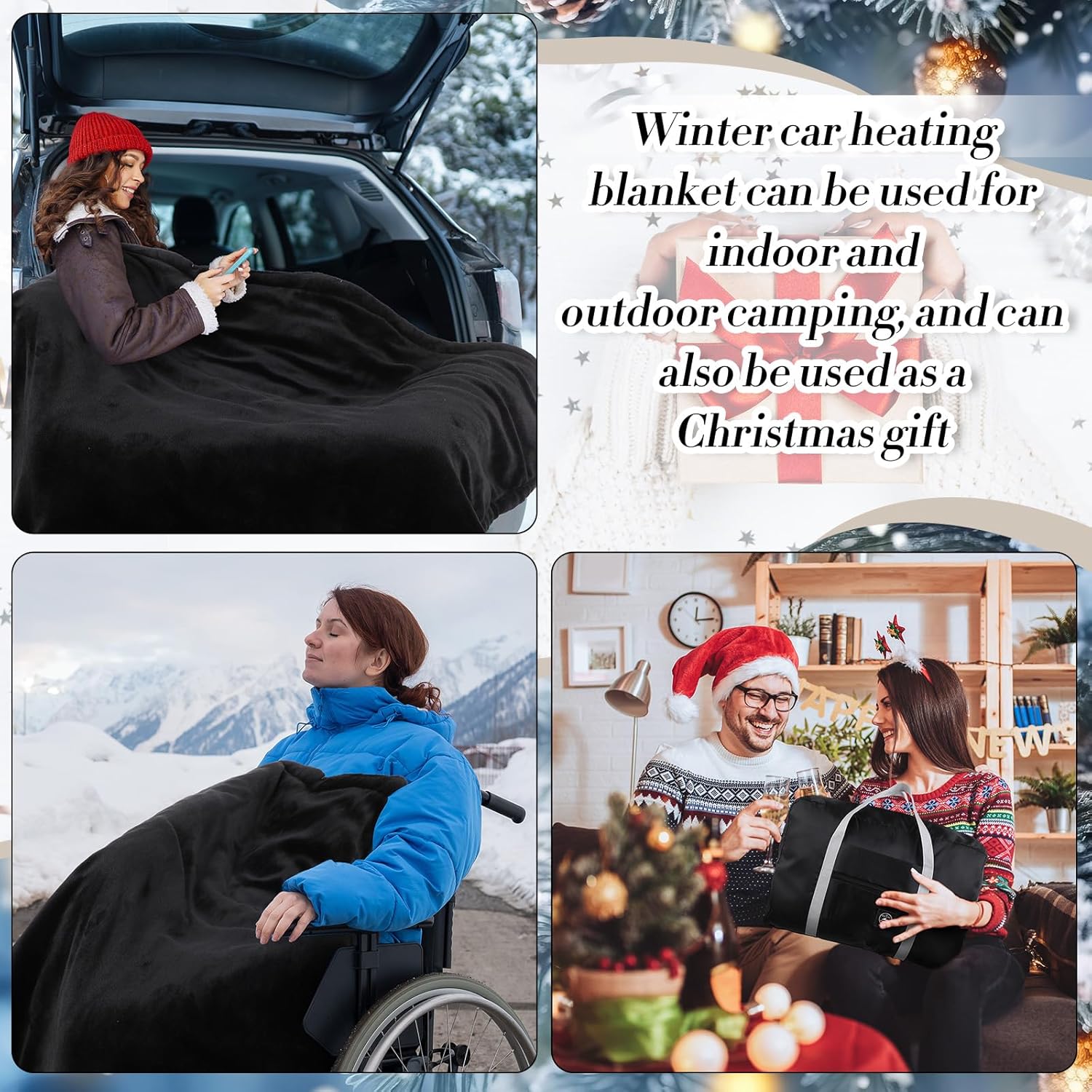 2 Pcs 12v Washable Heated Car Blanket 3 Heat Levels Winter Electric Blanket 40 x60 Adjustable Plush Heat Throw Plug in Cigarette Lighter Socket with Storage Bag for Cold Weather (Black) - Image 7