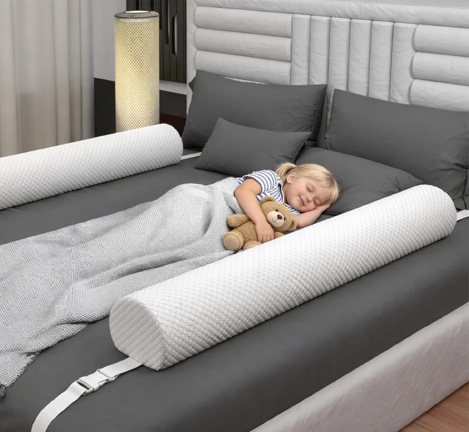 [2-Pack] Premium Bed Bumpers for Toddlers with Adjustable Straps, Bed Rail For Toddlers, Toddler Bed Rail for Full Size, Twin, Queen & King Bed Size, Toddler Bed Rails
