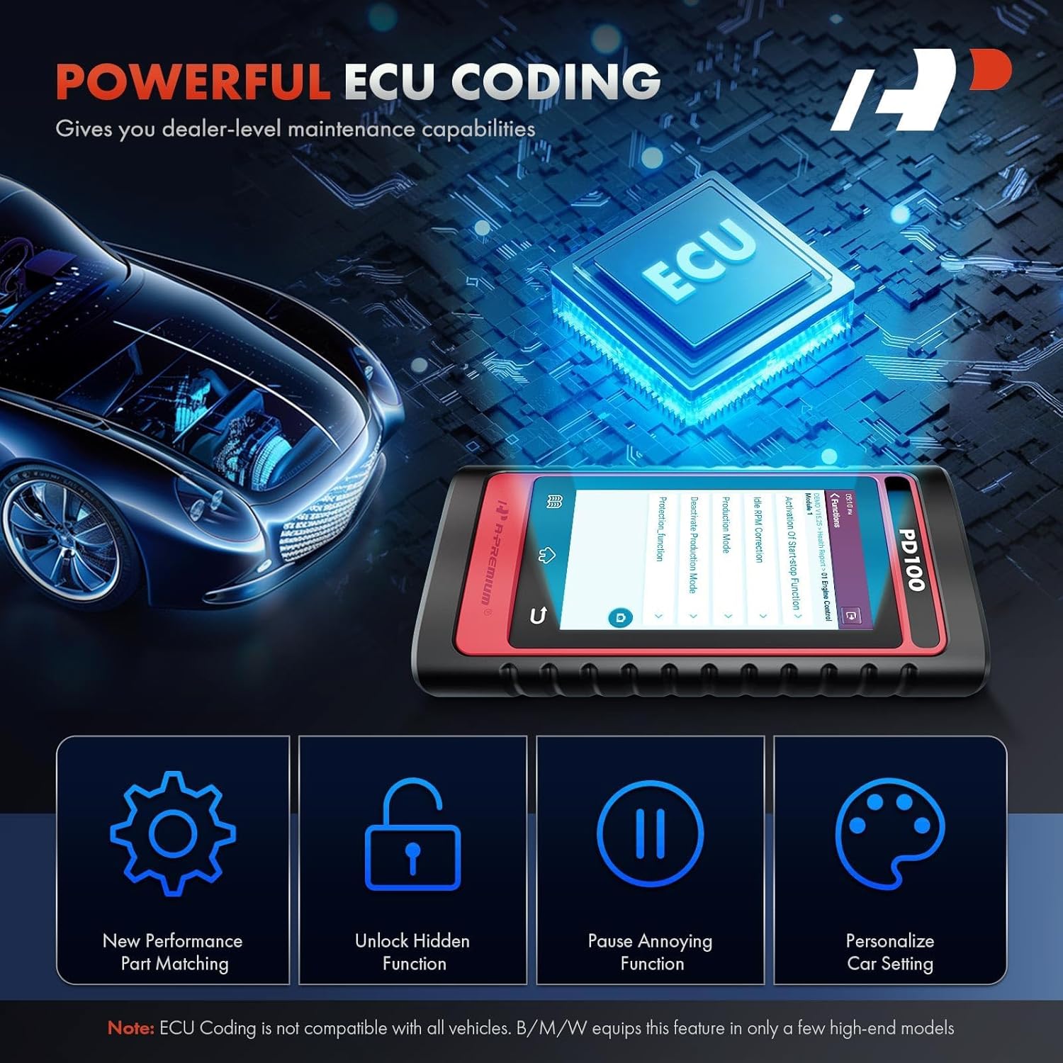 A-Premium 2025 PD100F for Ford Lincoln Mercury Full System OBD2 Scanner Diagnostic Tool, Bi-Directional Code Read Scan Tool, Full Reset (EPB/ABS/Oil/SAS/TPMS), Battery Register, with Live Data