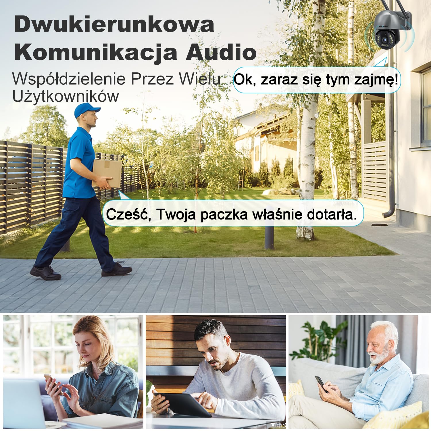 GENBOLT 4K PoE Kamera WIFI,8MP 2.4&5GHz Zewnętrzna CCTV | Wykrywanie Osób/Pojazdów, Nagrywanie 24/7, Auto Śledzenie, Noktowizja Kolorowa