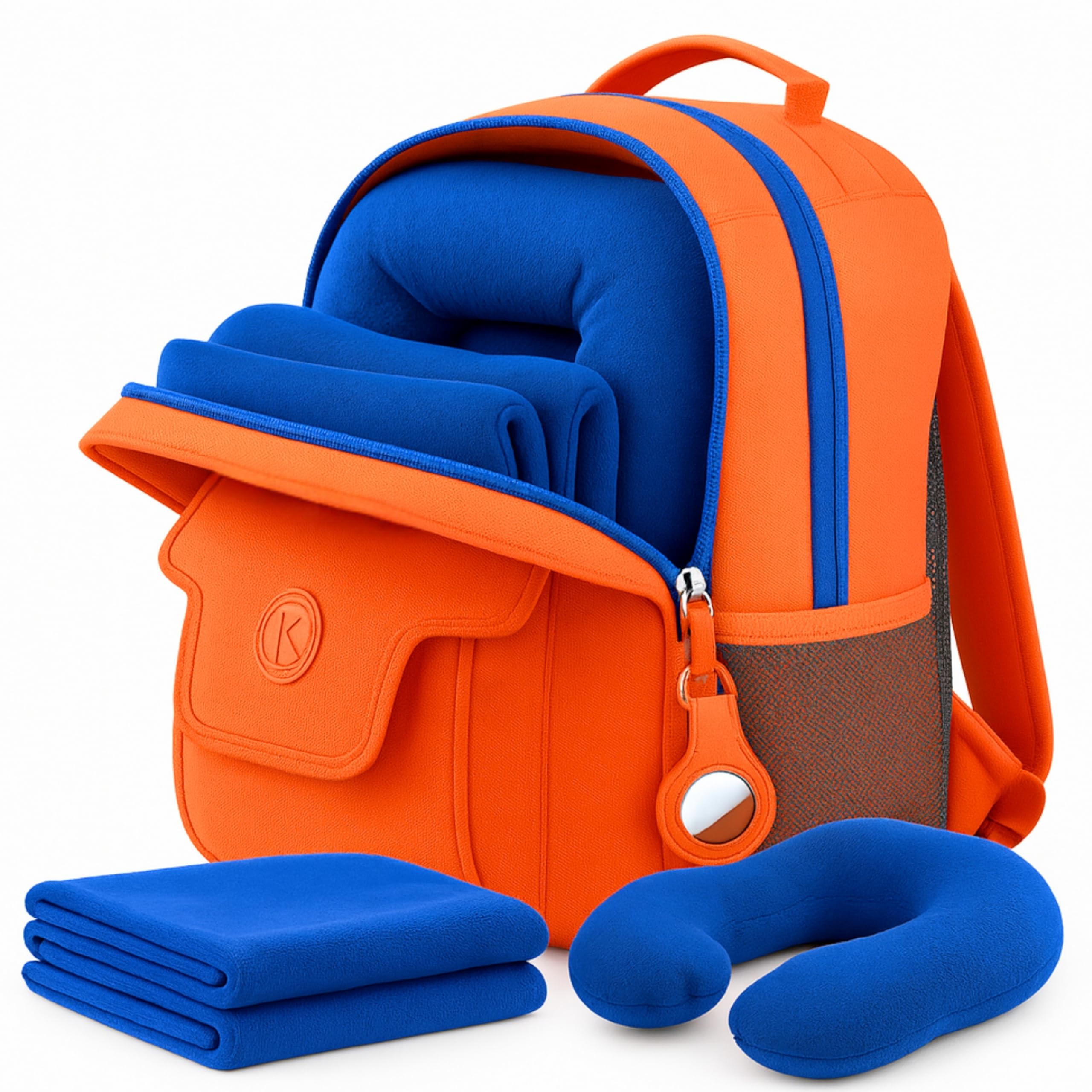 3pc Kids Travel Backpack | Includes Air tagholder for kids travel pillow and blanket | Boys Christmas gifts for kids backpack boys | Disney world
