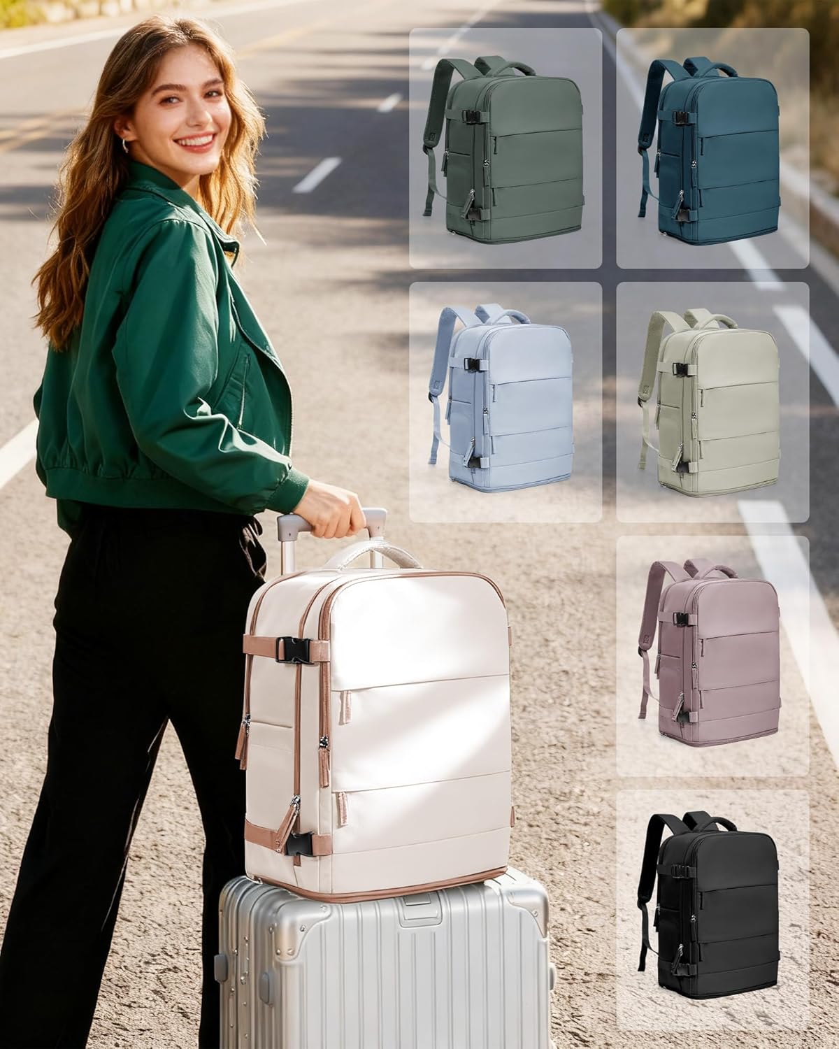 coowoz Travel Backpack Carry On for Women Man Gym Backpacks with Laptop Compartment Mochila de Viaje Teacher Personal Item Backpack Airplane Accessories Must Haves Beige Brown 20L - Image 8