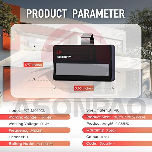 Miniatura 4 de 3 para 971LM 950CB Liftmaster Chamberlain Control remoto para puerta de garaje (solo para modelos 1997-2005 producidos por botón de aprendizaje rojo