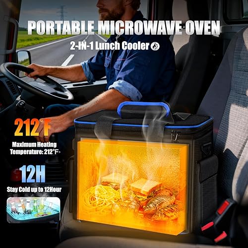 Miniatura 2 de Lonchera térmica de 20 litros, bolsa de almuerzo aislada, lonchera eléctrica ajustable de 3 temperaturas para adultos, 12 V24 V110 V, calentador de