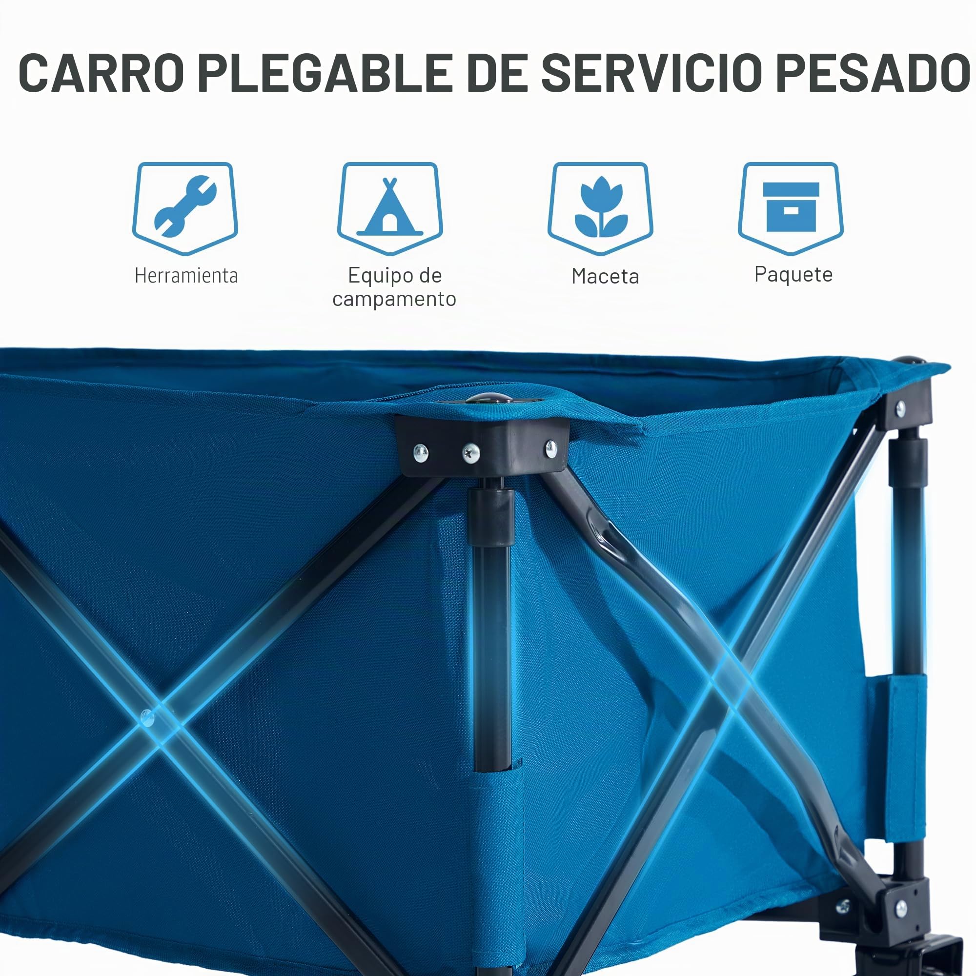 TIMBER RIDGE Carro Playa Carrito Plegable Transporte para Jardín Playa Campaña Compra al Aire Libre, Carreta con Bolsa de Cubierta Mango Ajustable hasta 100kg