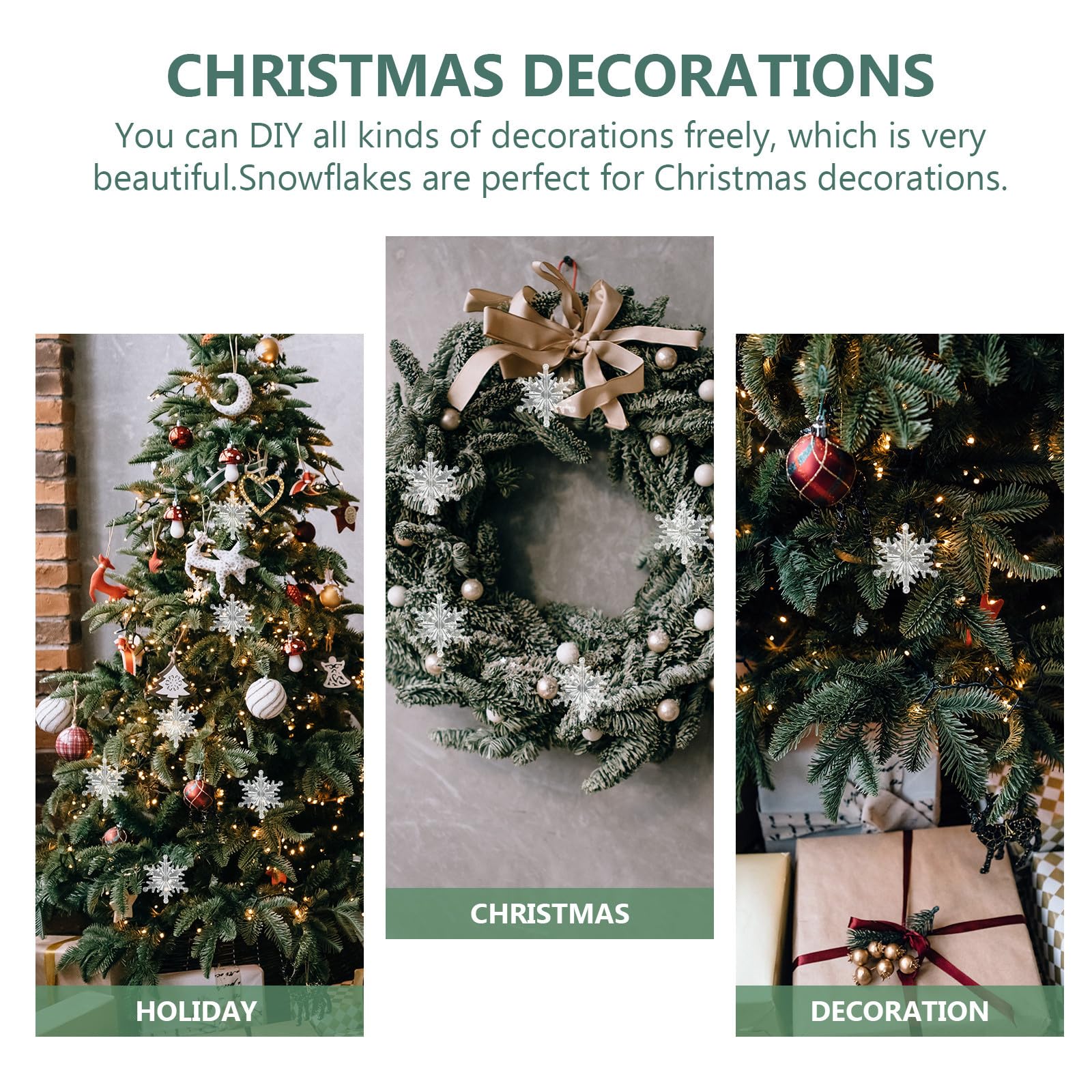BESPORTBLE 120 Piezas Adorno Navideño de Copo Transparente DIY de Plástico