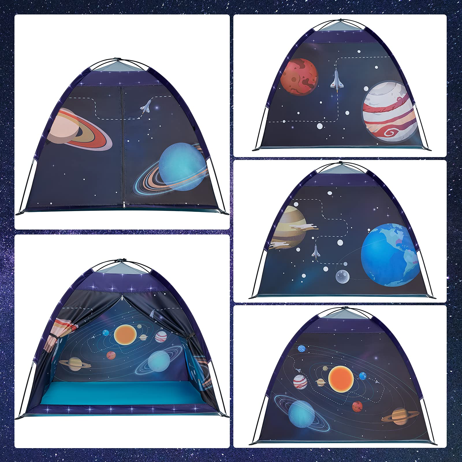 Kinderzelt, Exqline Spielzelt Kinder Zelt Drinnen und Draußen, Pop up Zelt Weltraum Planet Sonnensystem Thema, Weihnachts/Geburtstageschenk für Kinder
