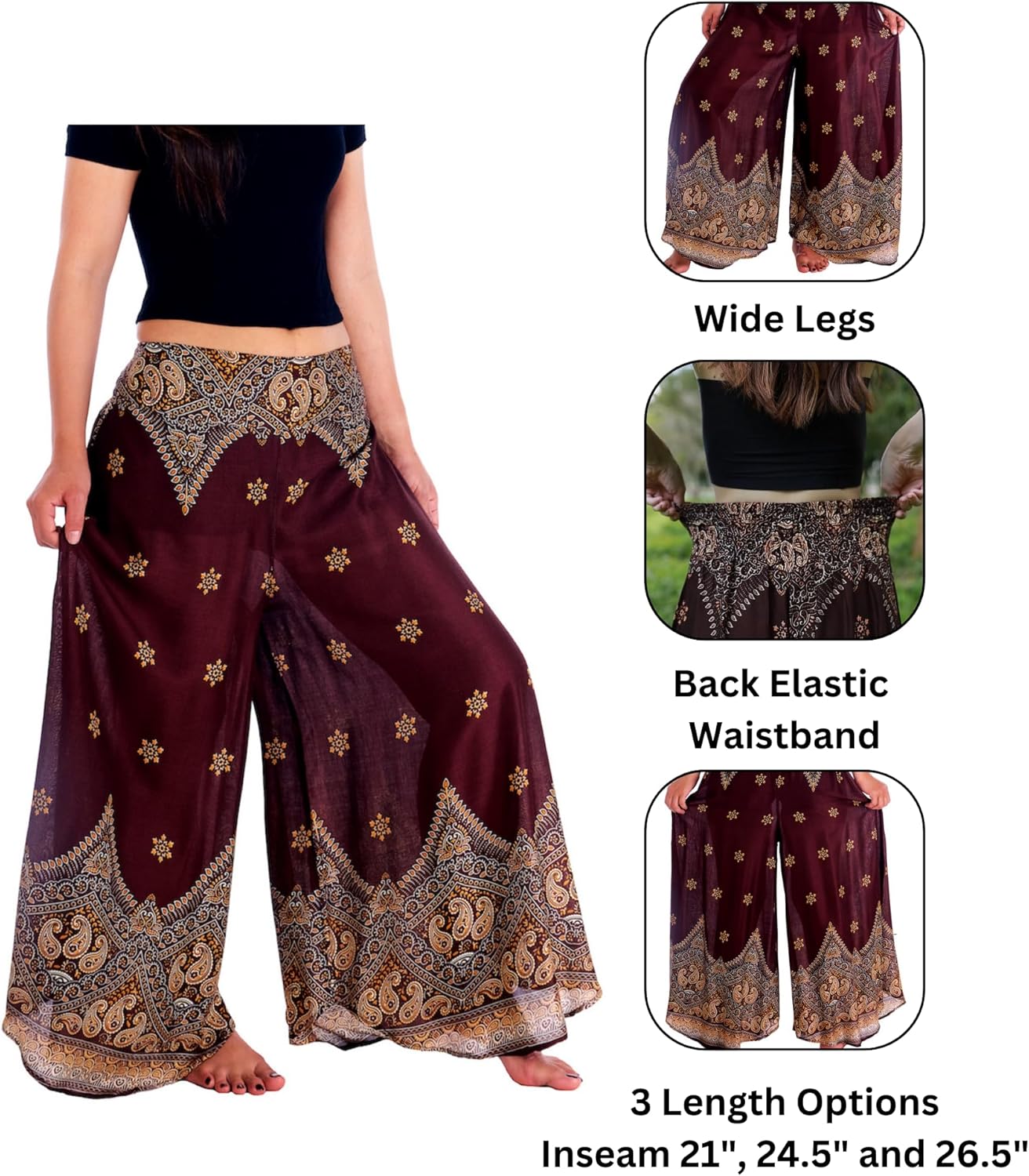 Lannaclothesdesign Palazzo Pants for Women Wide Leg Boho Harem Yoga Pants S M L XL Sizes - Image 4