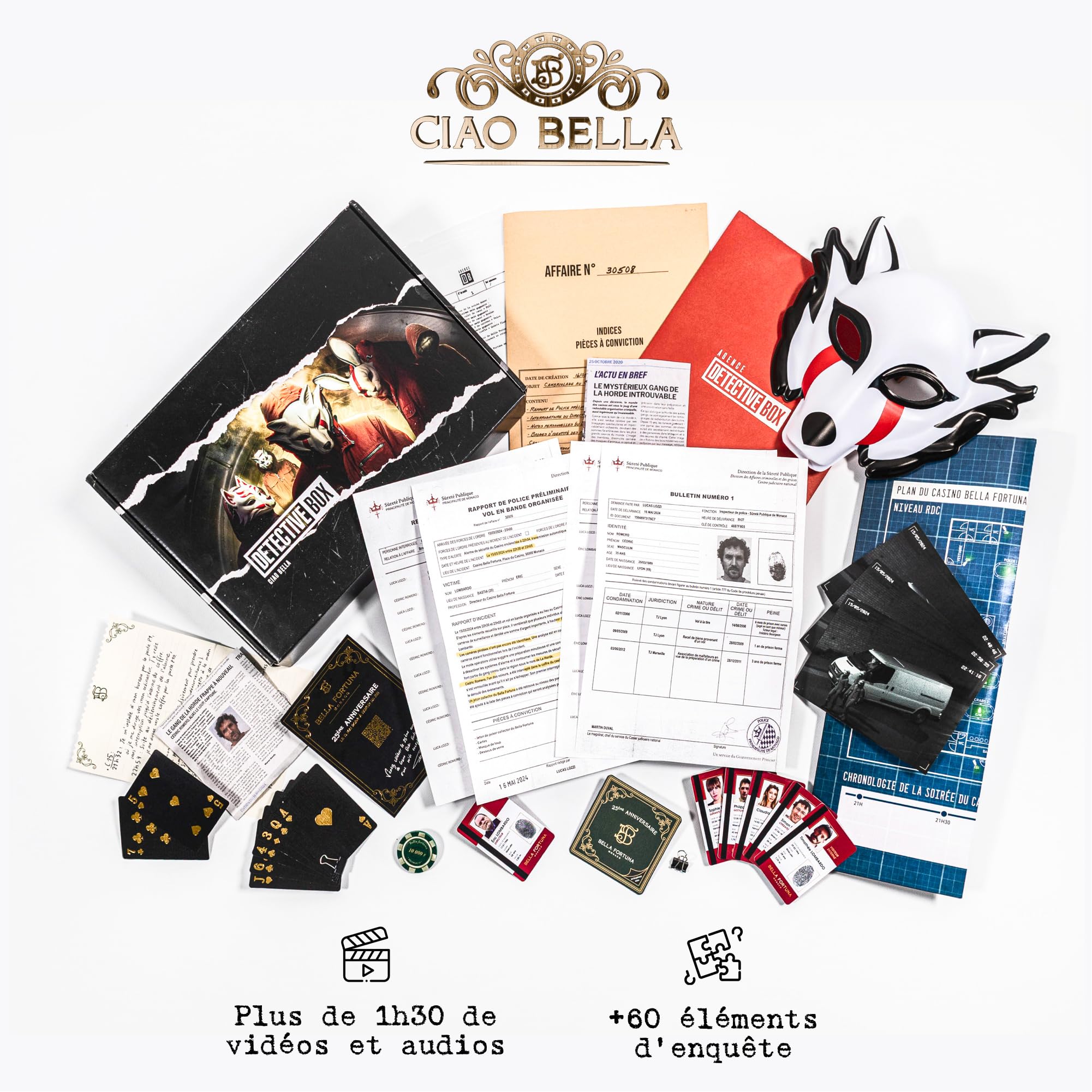 Ciao Bella - Enquête immersive à Monaco - Jeu d’Investigation & énigmes - Escape Game narratif - Art de la traque (2h30, 1–5 Joueurs, dès 14 Ans, Connexion Internet nécessaire)