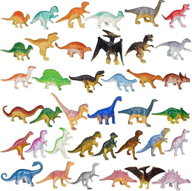 39Pcs Mini Dinosaur Toys, Dinosaurs Play Set Plastic Realist Dinosaur Figures for Kids Cake Topper Dinosaur Party Decorations for Kids