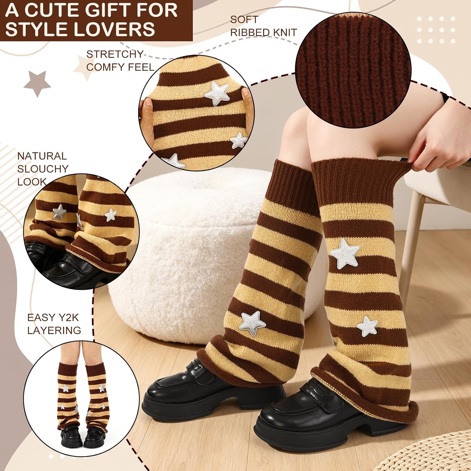 Y2K Leg Arm Warmers Set for Women, Kawaii Harajuku Accessories image 3