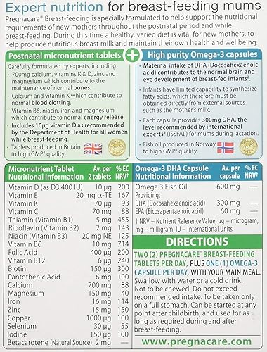 Vista 3 de Vitabiotics (3 unidades) - Pregnacare Lactancia materna 56 pestañas28 cápsulas paquete de 3 paquetes