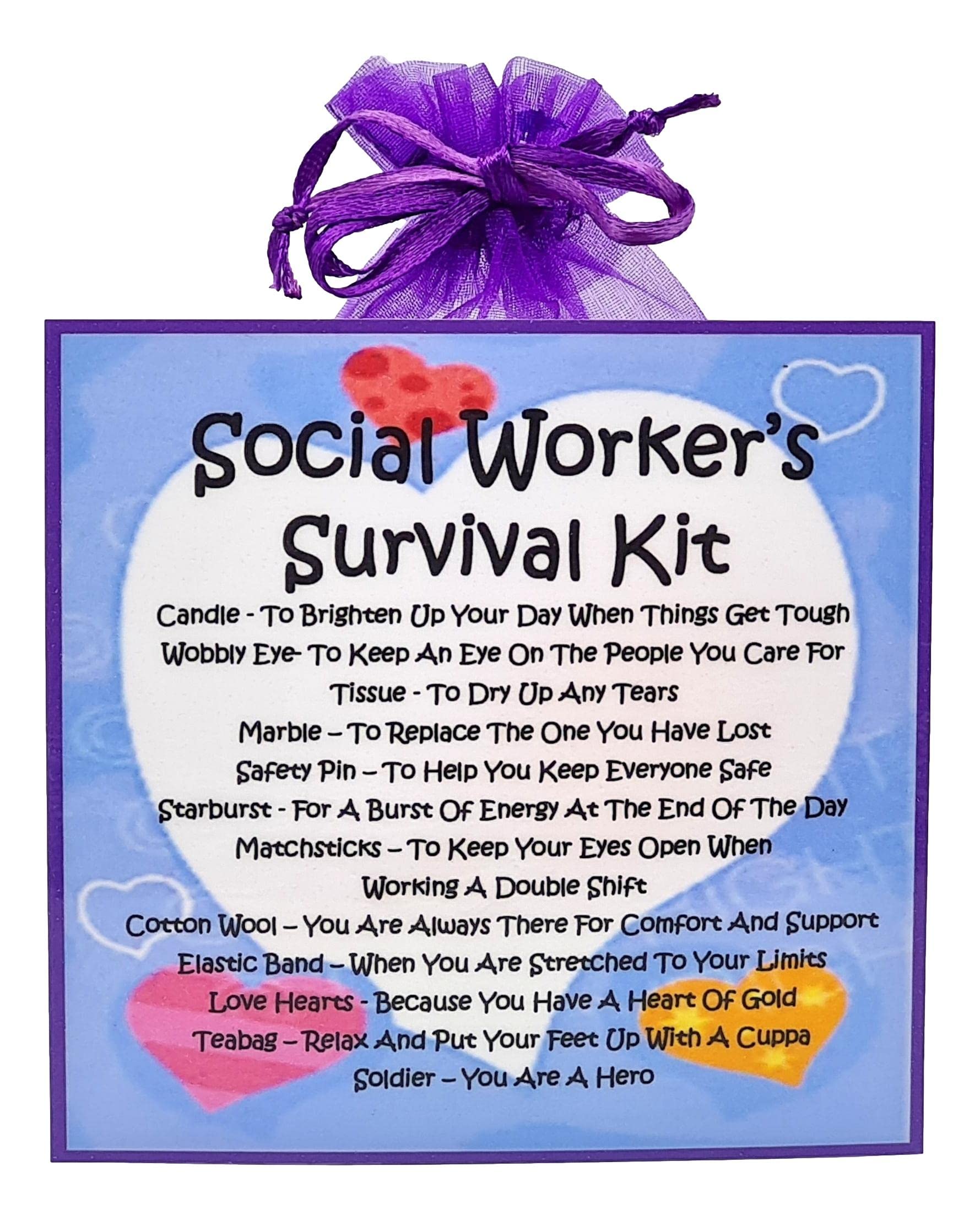 Social Worker's Survival Kit ~ Fun Novelty Gift & Greetings Card Alternative | Birthday Present | Thank You | Social Worker Gift | Personalised Keepsake