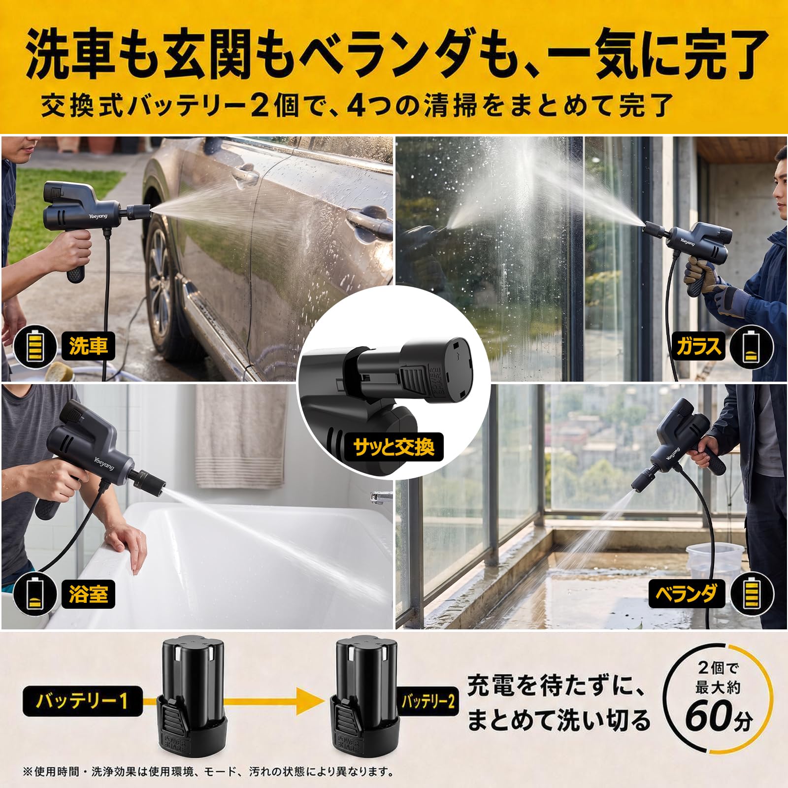 Amazon | コードレス高圧洗浄機 折りたたみ式【業界最軽量660g・10MPa