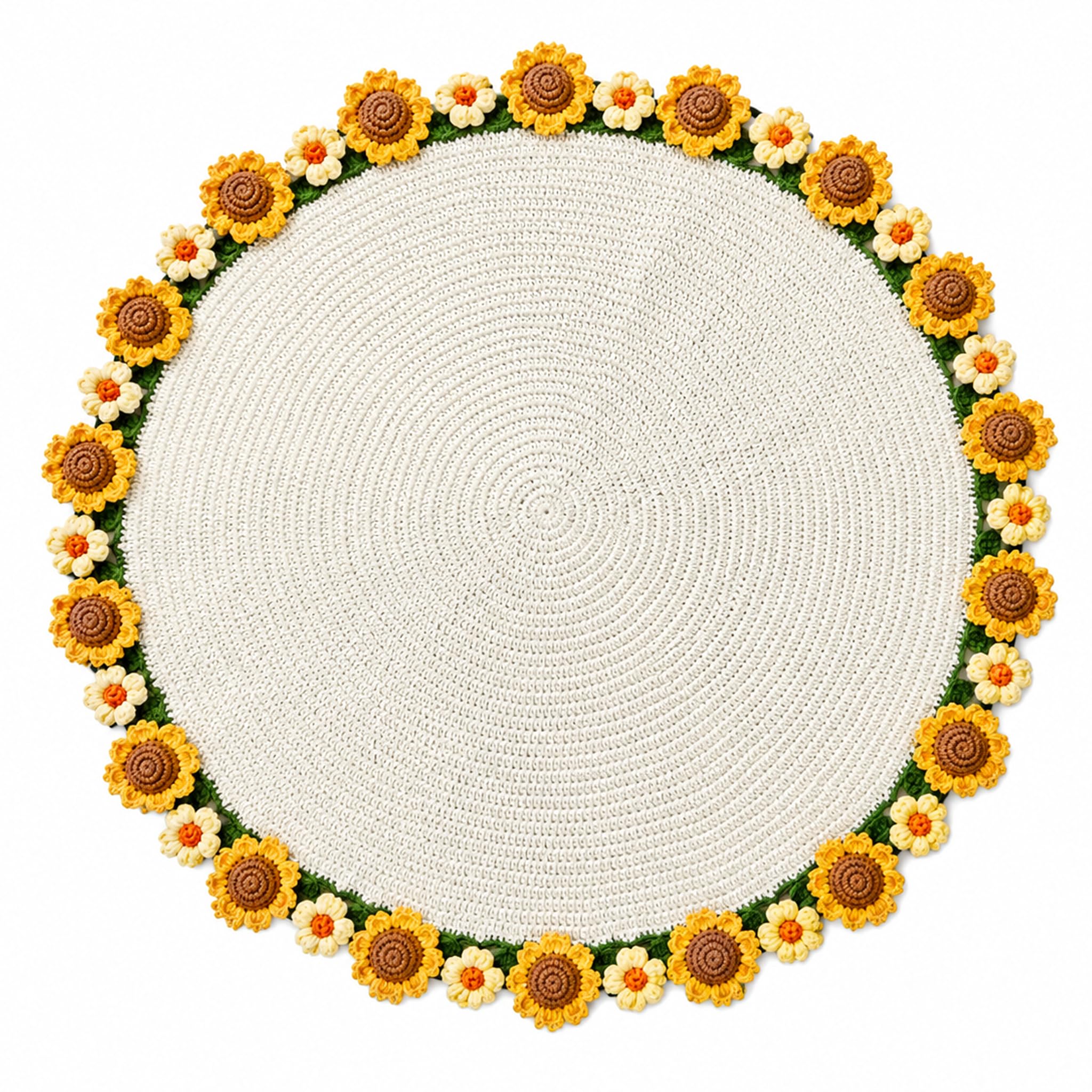 Bemonew Sunflower Blanket, Daisy & Sunflower Flower Blanket, Hand-woven Bouquet Blankes for Home Office 23.62 Inch Diameter