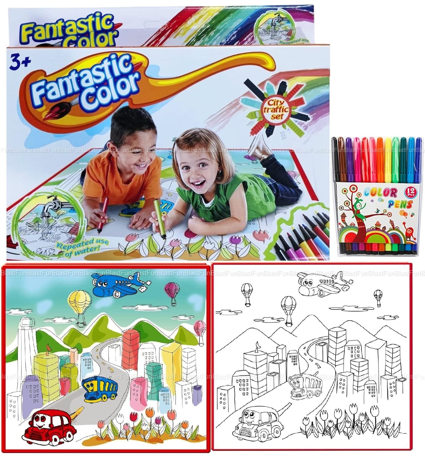 FunBlast Coloring Mat for Kids Washable DIY Coloring Mat for Kids