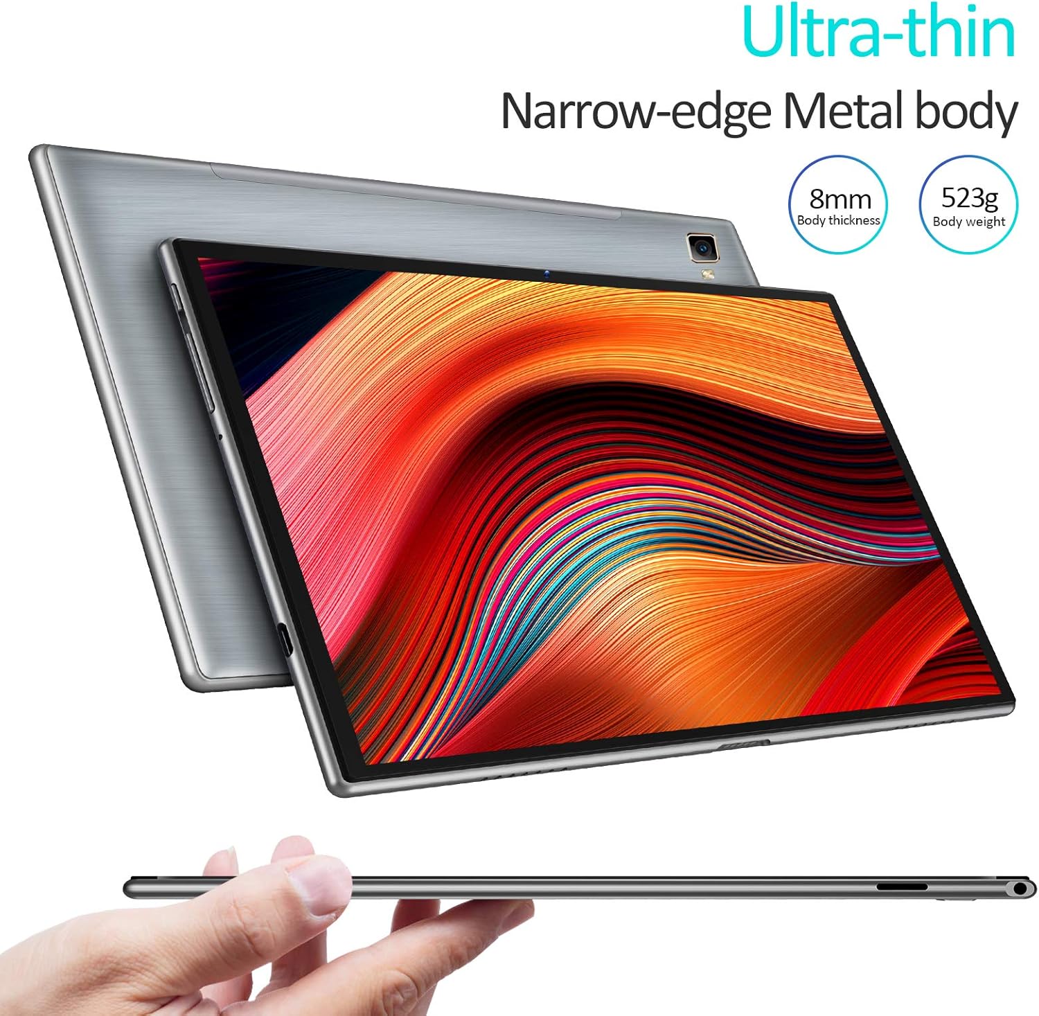 PRITOM L10 Tablet's ultra-thin design and metal body.