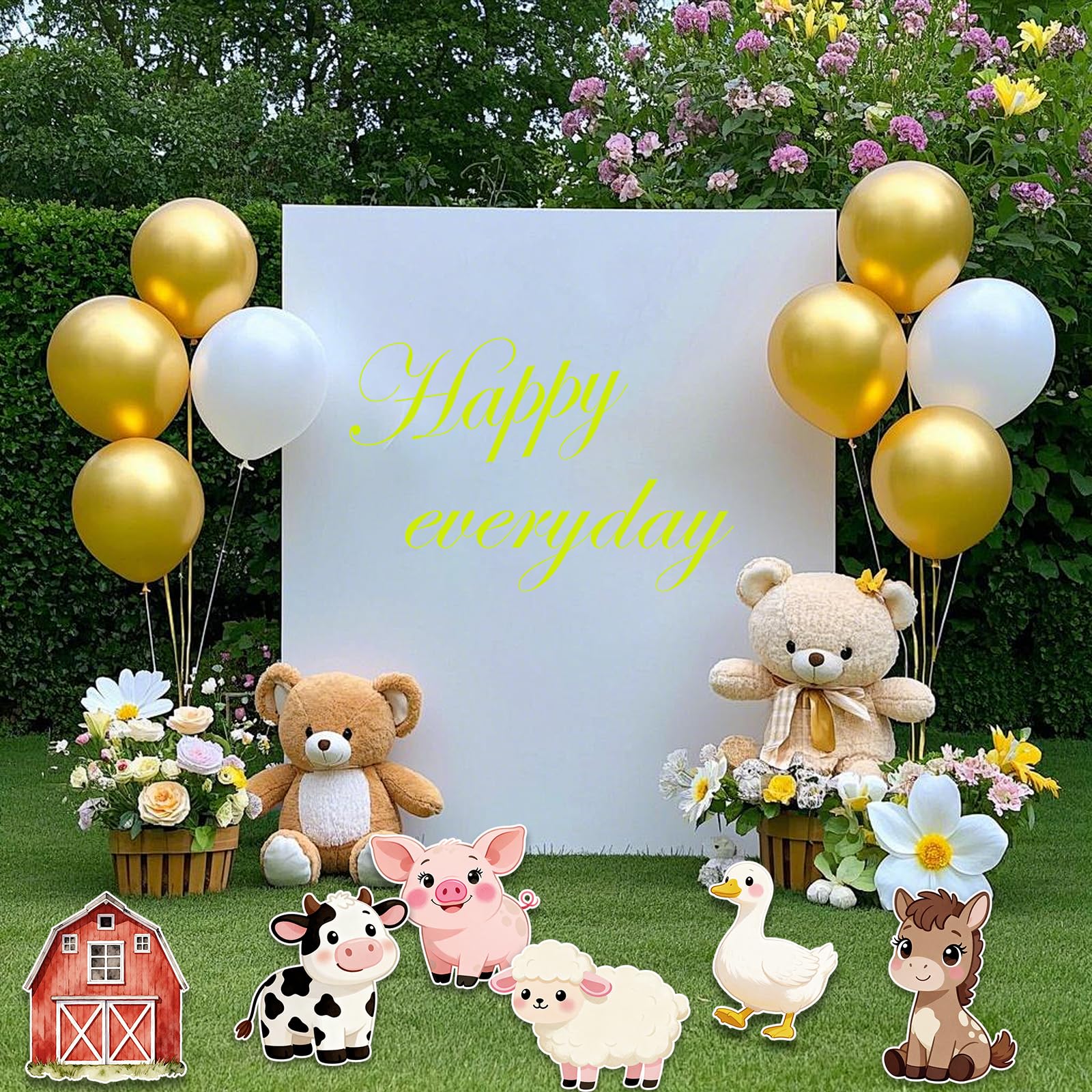 Lot de 6 Silhouettes d'animaux de la Ferme en Papier, Grand Format, avec Support, pour Photos. Décorations pour Anniversaire, Baby Shower ou fête sur Le thème de la Ferme