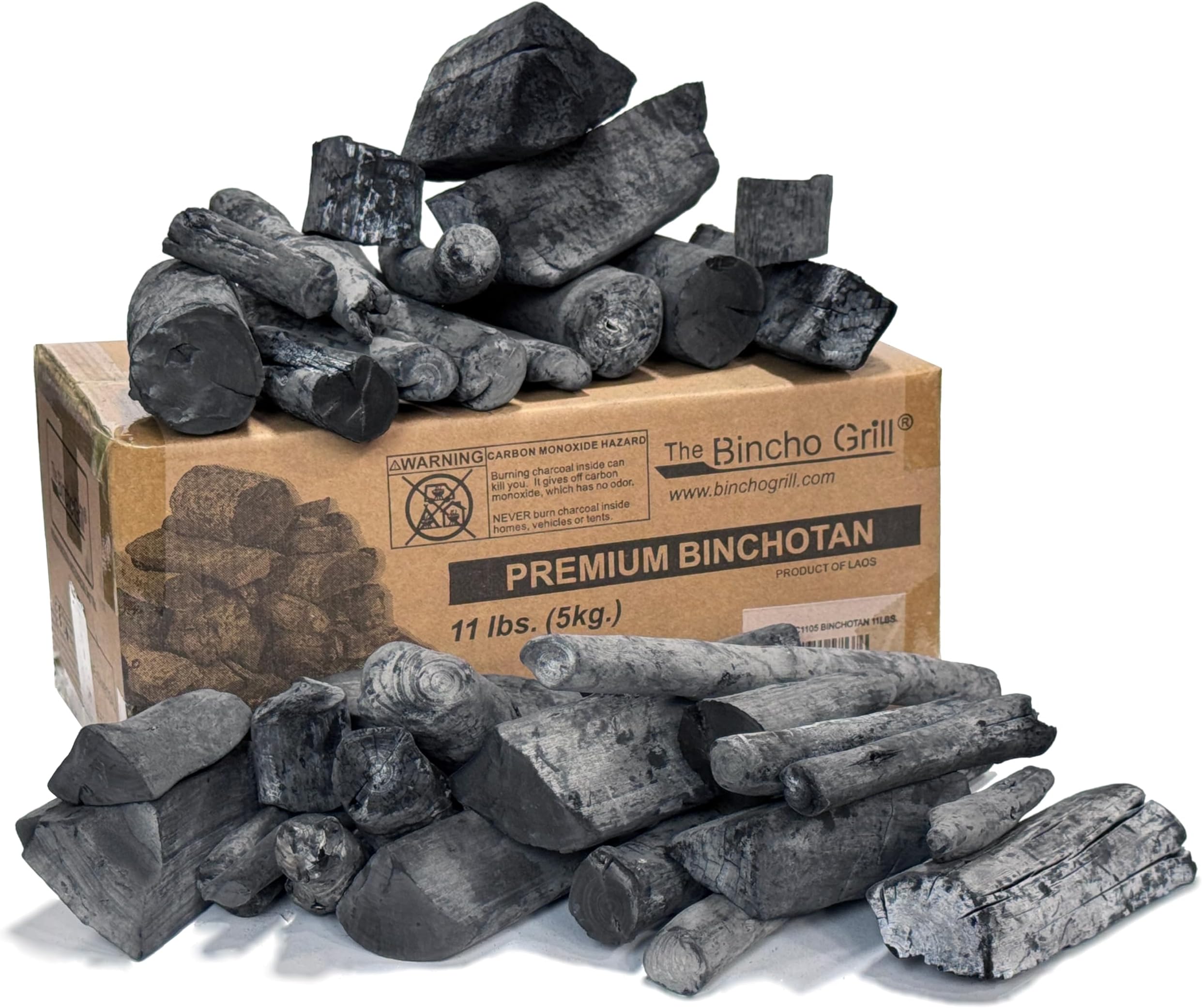 Binchotan Charcoal 22 lbs – Premium Japanese Grill Style Hardwood, 95% Carbon, Smokeless High-Heat, Long Burn for Yakitori, Reusable