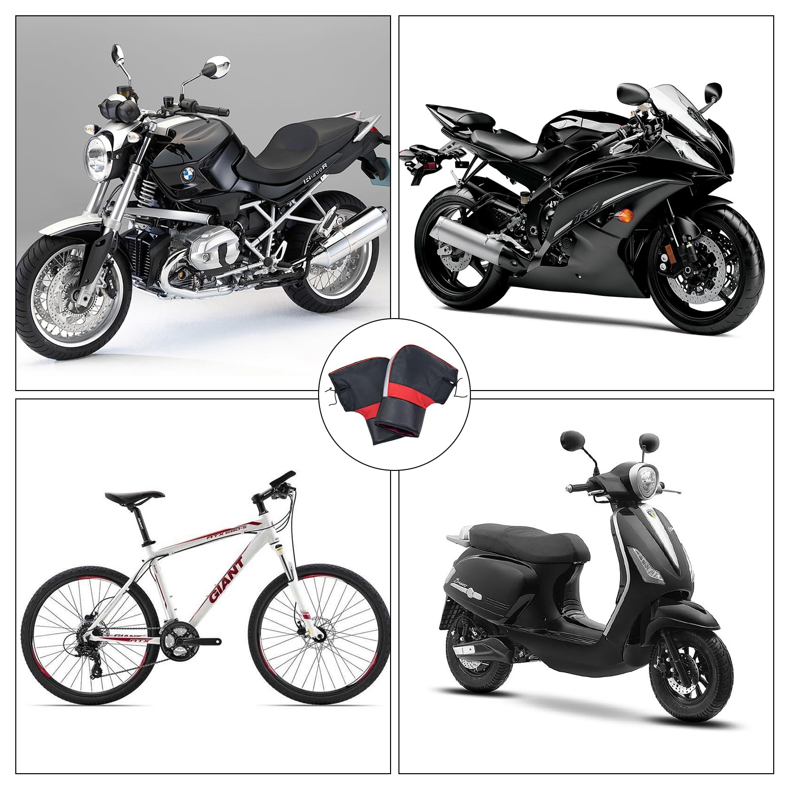 FINEVERNEK Motorrad Lenker Handschuhe Winter Thermo Winddicht Lenkerstulpen wasserdichte Lenkerhandschuhe Fahrrad Roller Warme Muffs Handschuh Reflektierenden Streifen und Plüschigem Innenfutter Auto & Motorrad