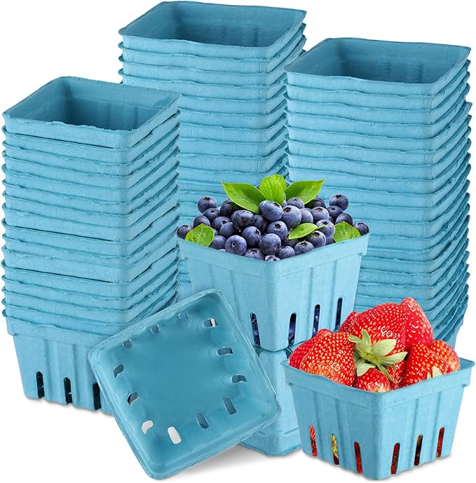 300 Pcs Green Molded Pulp Fiber Berry Baskets Berry Basket