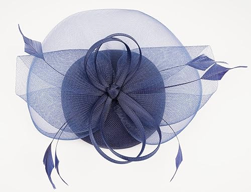 Miniatura 5 de Cizoe Tocado Kentucky Derby para mujer, sombrero de fiesta de té, de malla, con plumas florales, para el cabello, tocado para boda y cóctel