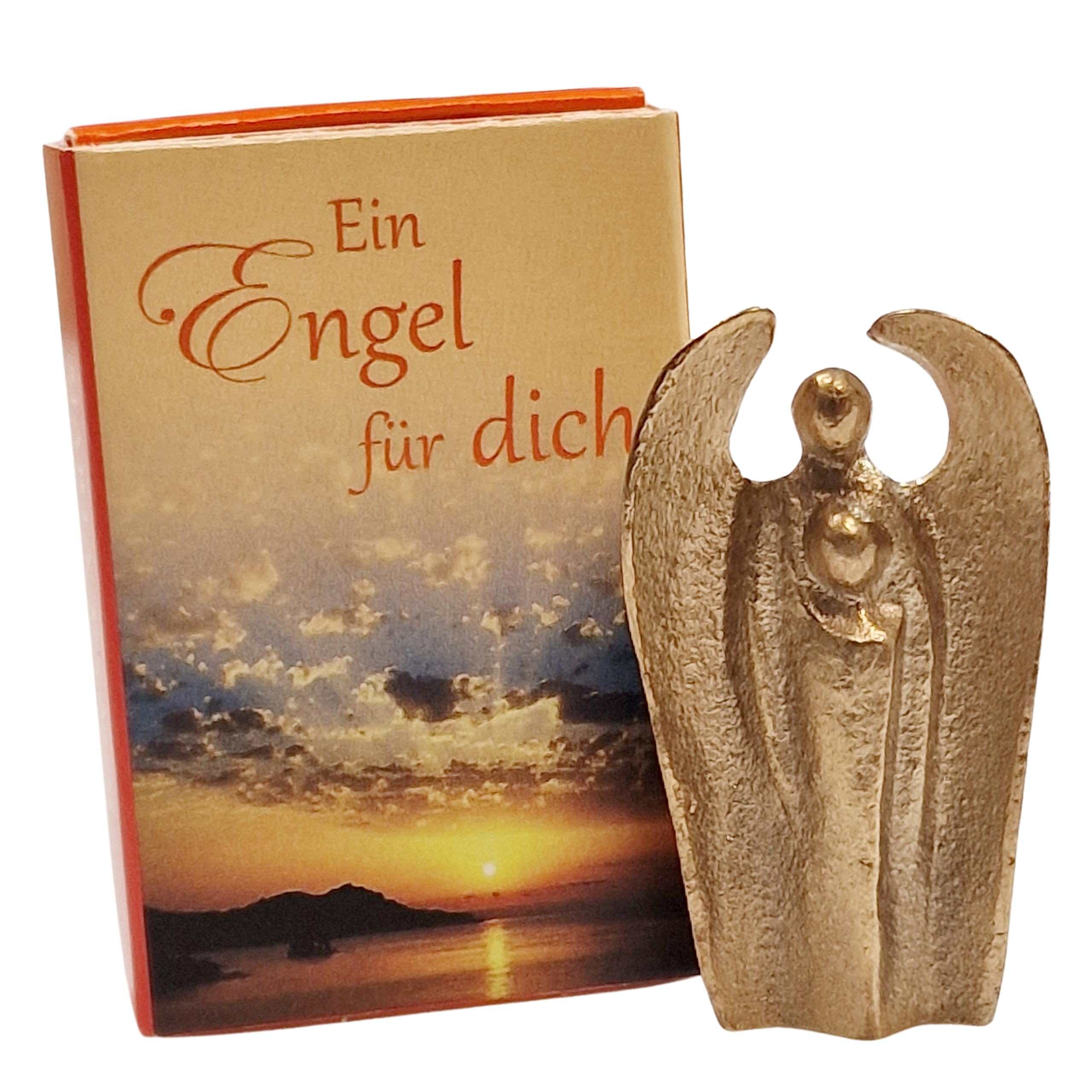 Herzmensch Ein Kleiner Engel für Dich aus massiver Bronze 3 x 4,5 cm Schutzengel Glücksbringer Geburtstag Genesung Abschied oder als Dankesgeschenk