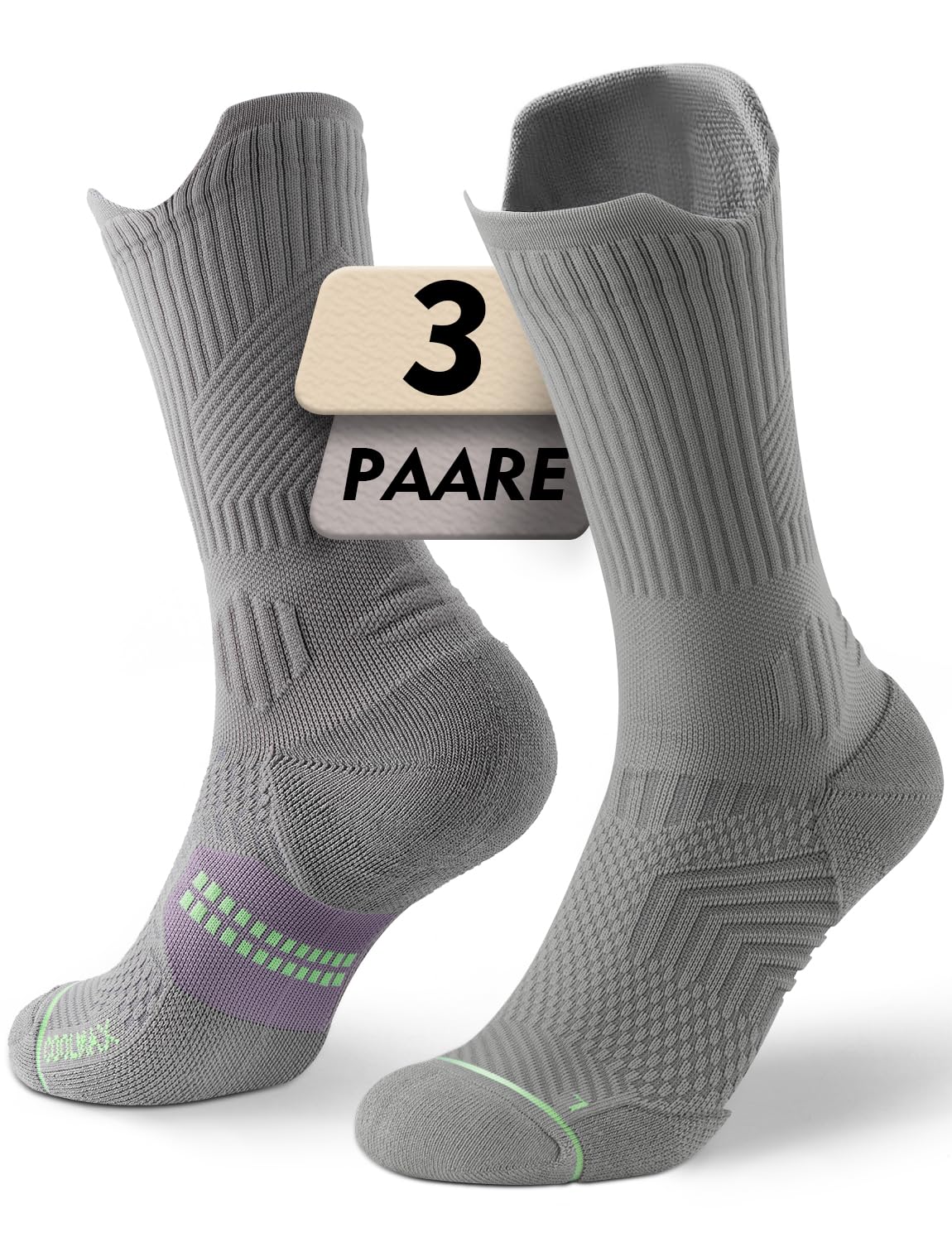 Juclise Bambus Kompression Laufsocken Damen Wandersocken | Atmungsaktives Anti-Blasen Sportsocken COOLMAX leitet Feuchtigkeit ab, verhindert Blasen, trockenes Fußklima