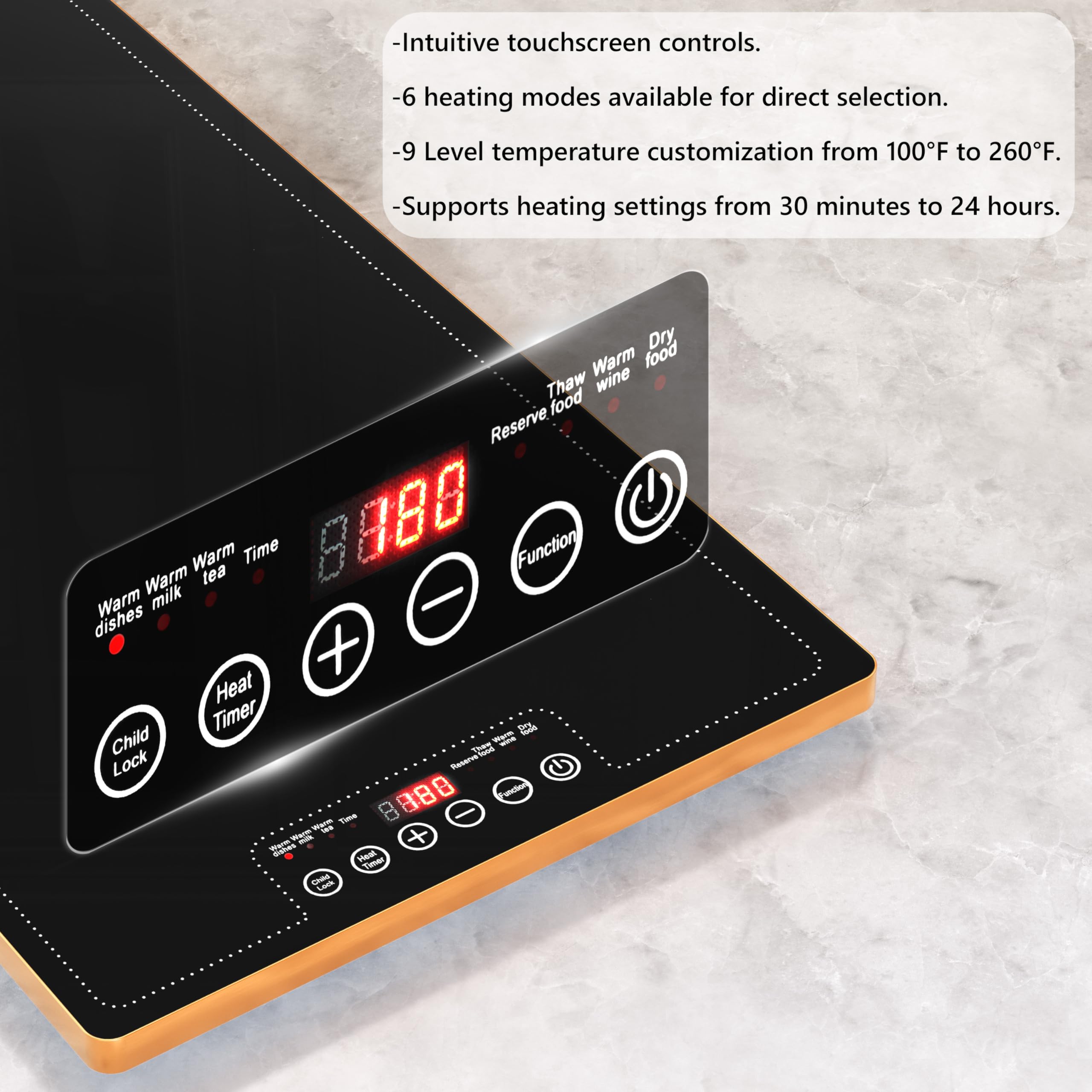 Neatsure Bandeja de calentamiento de alimentos para fiestas, bufé, 40 x 14 pulgadas, tapete calentador eléctrico extra grande con 9 niveles de temperatura, termostato y calefacción de superficie