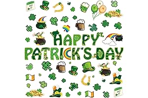 St. Patrick's Day Decorations for Classroom Door -- 68 Pcs Shamrock Cutouts...