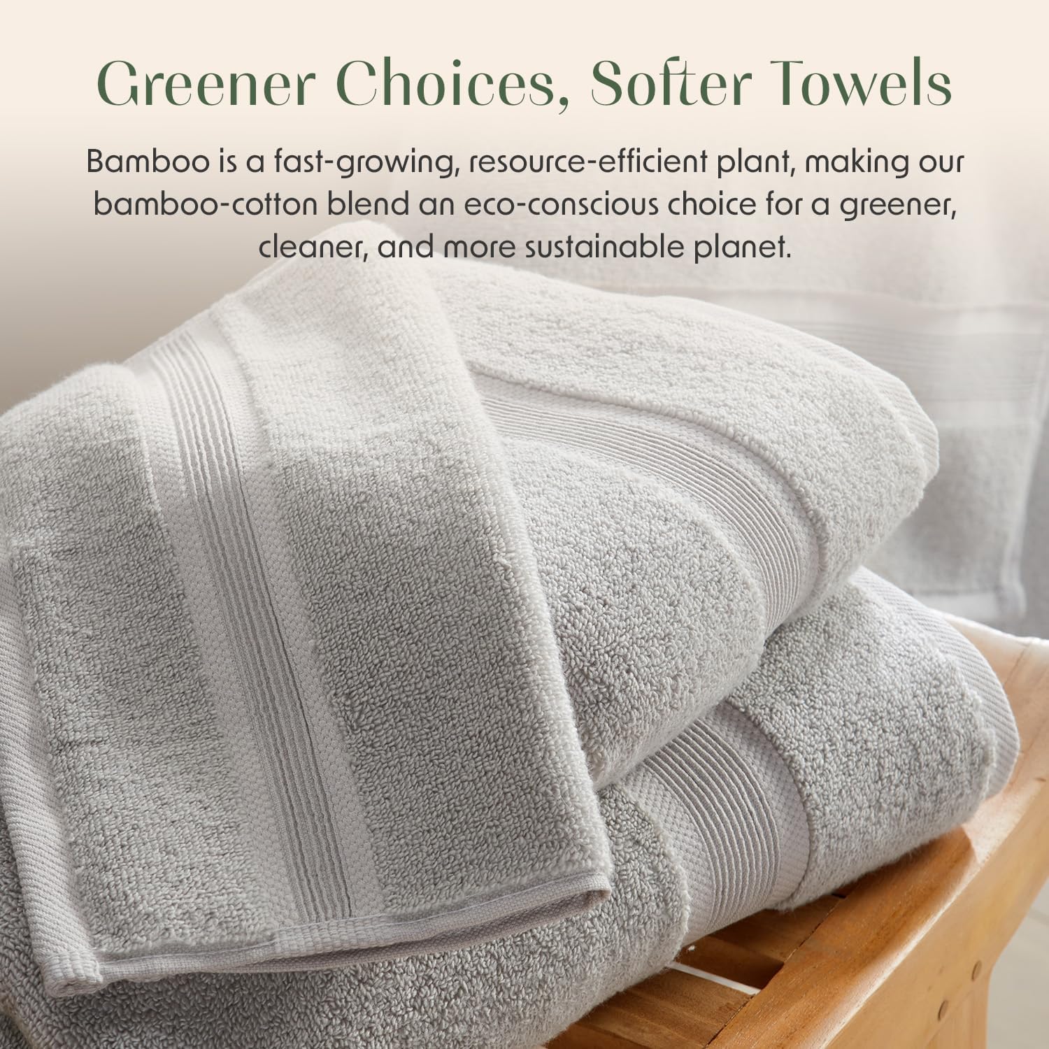 Springtree Home Luxury Bamboo Rayon Bath Towel Set of 4 | 35% Bamboo Rayon - 65% Cotton | Absorbent Quick-Dry Towels for Bathroom | Oeko-TEX Standard 100 Cotton | Grey - 4 Pack - Image 6