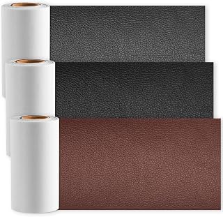 3 Roll Leather Repair Patch Kit for Furniture, Total 3.5x120 inch Self Adhesive Leather Repair Patch, Vinyl Leather Tape Patches for Furniture Car Seat Clothes Repair (Black Gray Brown)