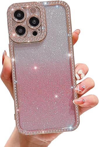 Miniatura 1 de Funda con purpurina para iPhone 13 Pro Max, protección completa de lente de cámara, funda brillante de lujo, con diamantes de cristal brillante,