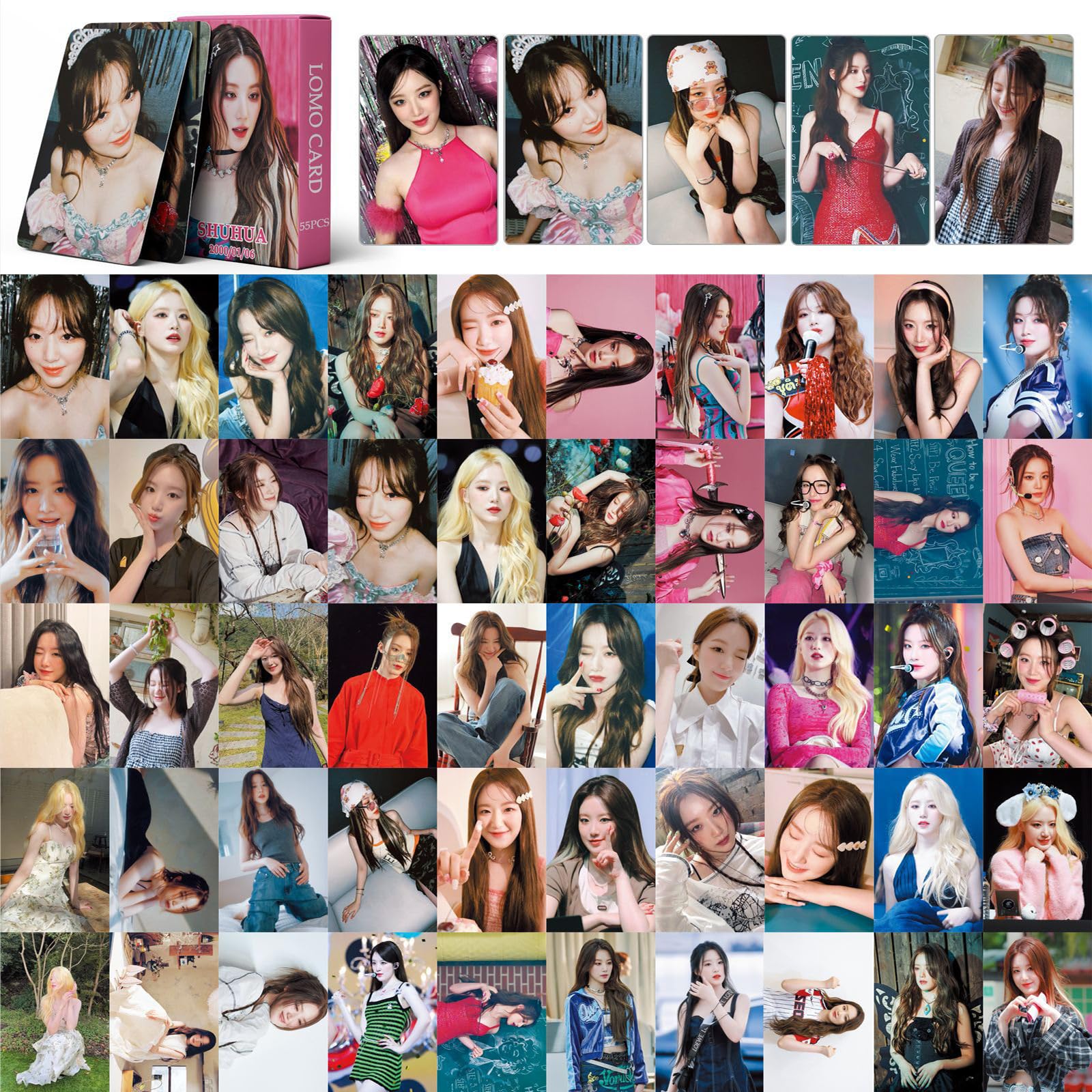 PYAJUU SHUHUA Cartões fotográficos 55 peças (G) I-DLE SHUHUA