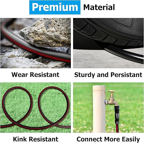 Miniatura 4 de Manguera de jardín, manguera de agua resistente a las torceduras de 58 pulgadas, manguera de goma flexible y ligera con mango de agarre giratorio,