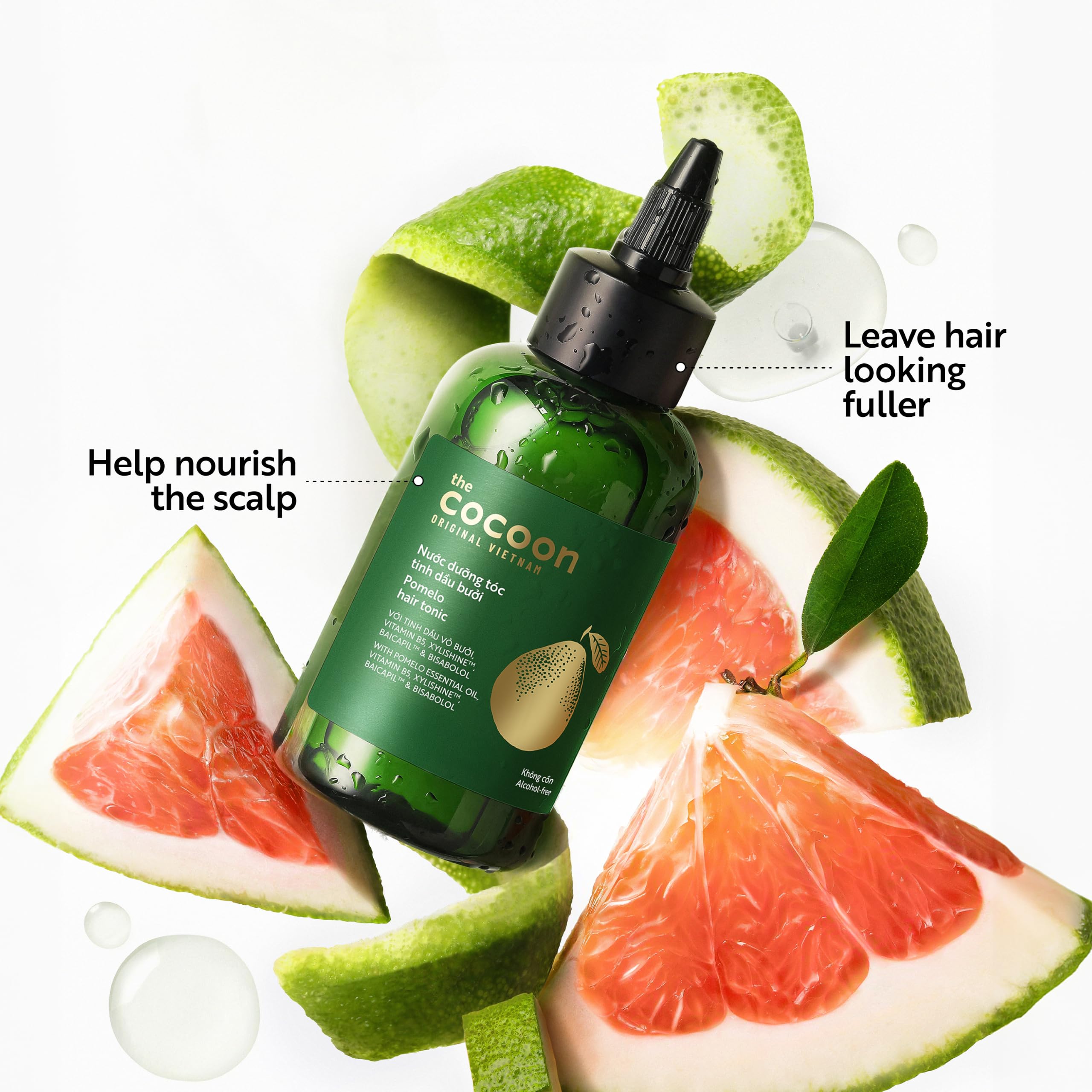 COCOONORIGINAL Cocoon Grejpfrutowy tonik do włosów Olejek grejpfrutowy do włosów Wegańskie serum do skóry głowy Zabieg na cienkie, zniszczone i łamliwe włosy Gładkie i zredukowane
