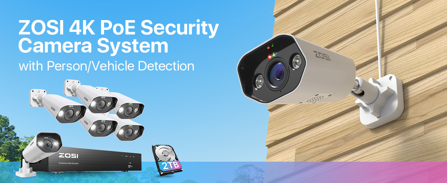 平行輸入品】ZOSI 4K PoE Security Camera System with AI Face Person