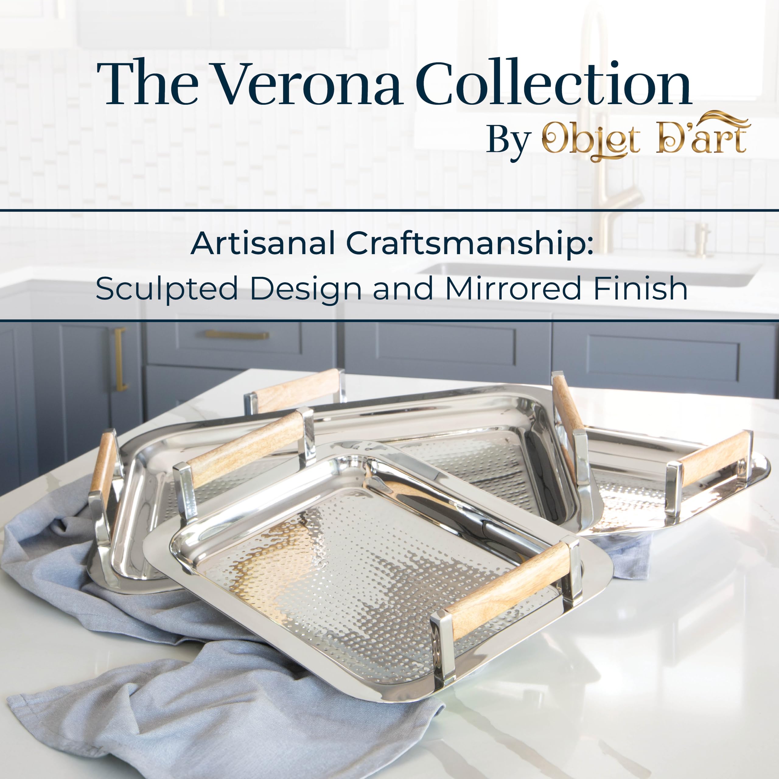 Amazon.com: Objet D'Art Verona Round Decorative Silver Bar Tray