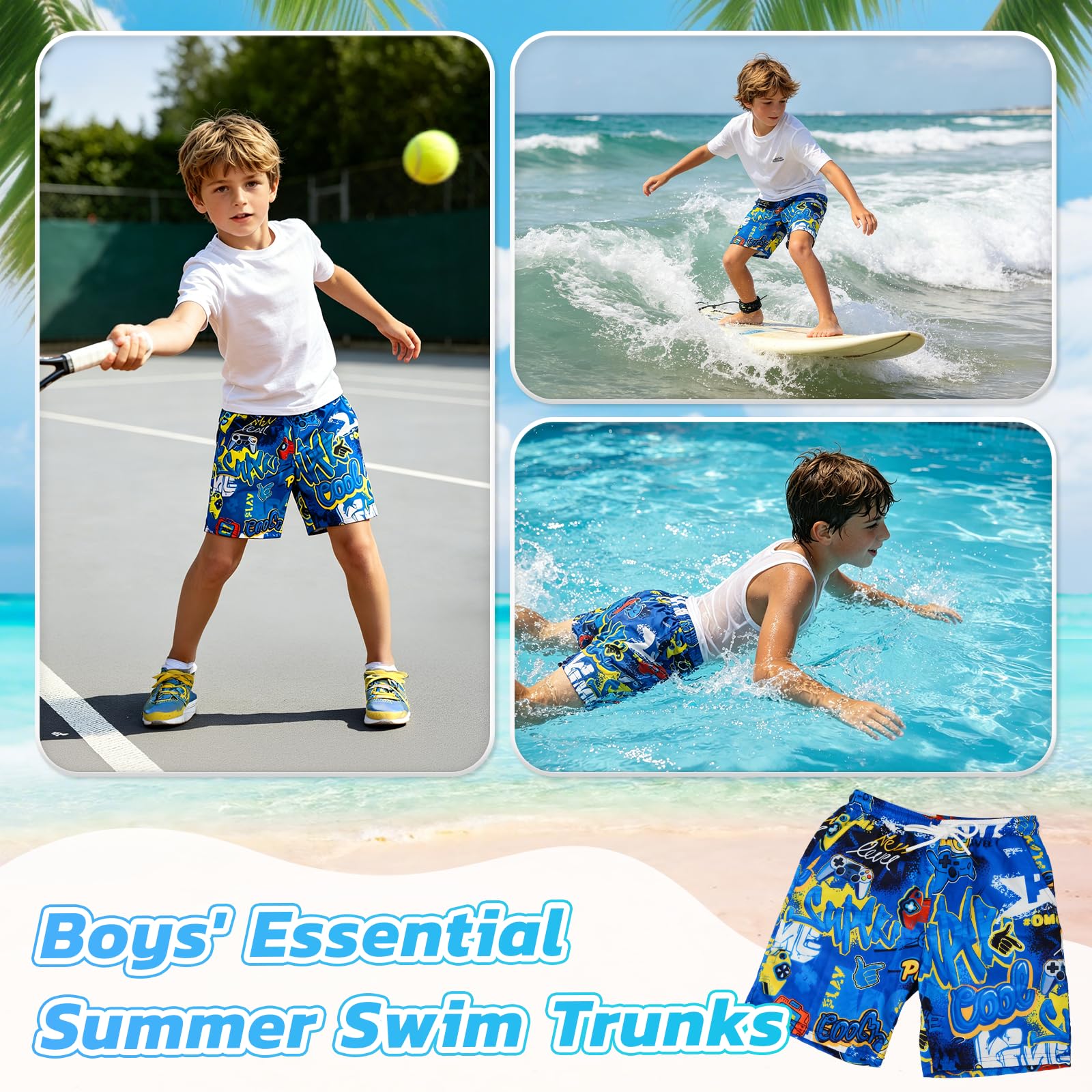 Bañador para Niños, Bañador para Niños de Secado Rápido Pantalones, Pantalones Cortos de Playa para Resistente a la Arena, al Polvo y a los Rayos UV, Elegante, Correr, Vacaciones en la Playa