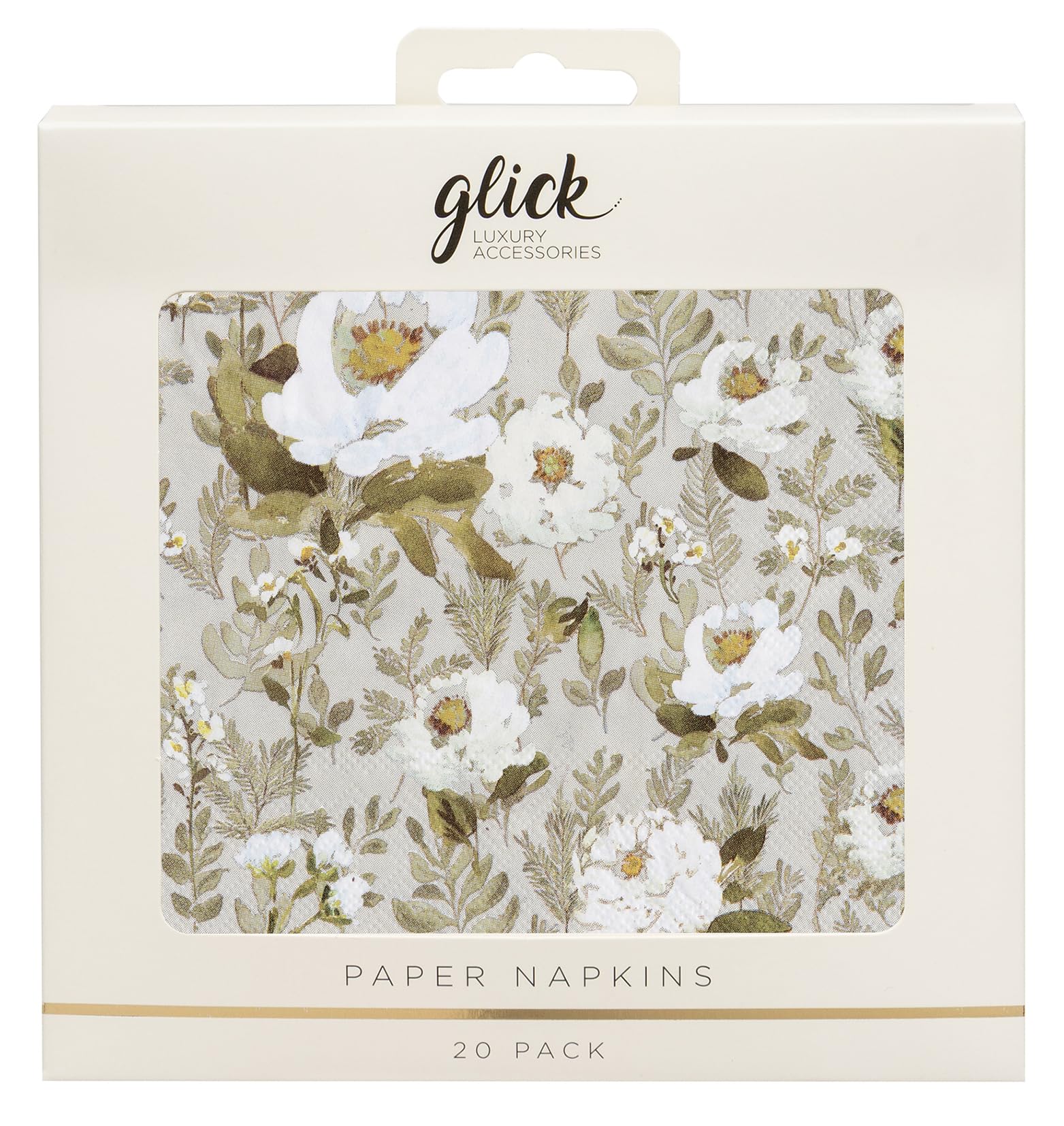 Glick Party Napkins - Grey Floral - 33 x 33cm - Pack of 20