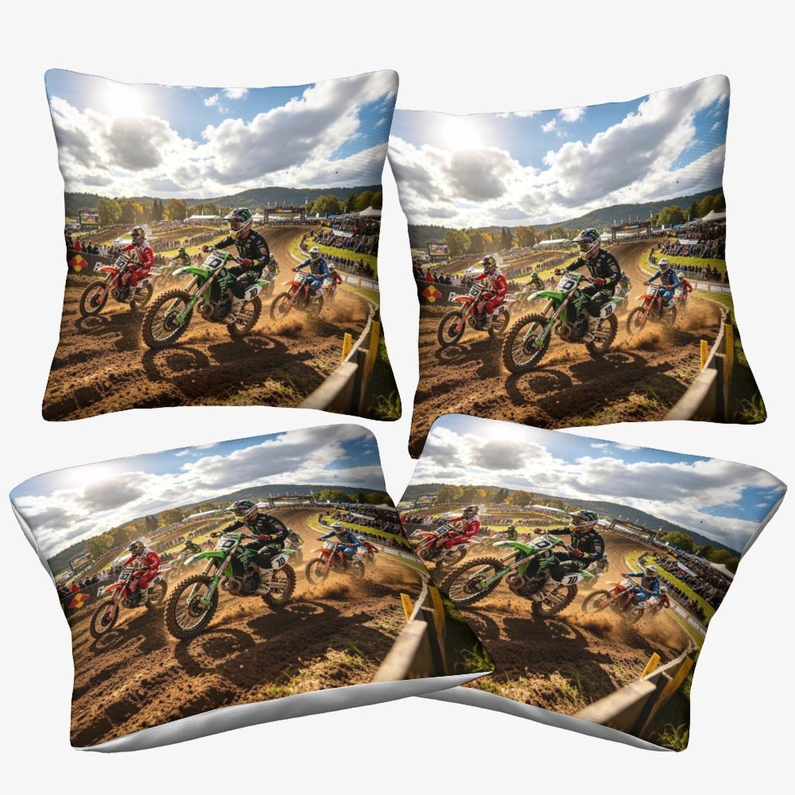 3U6c4m9k Dirt Bike-1 Cushion Cover Dirt Bike Gifts, Room Decor Motorcycle Race Home Decorations Throw Pillow Case Skull Bedroom Livingroom Couch Sofa 45X45cm, 4 Pcs