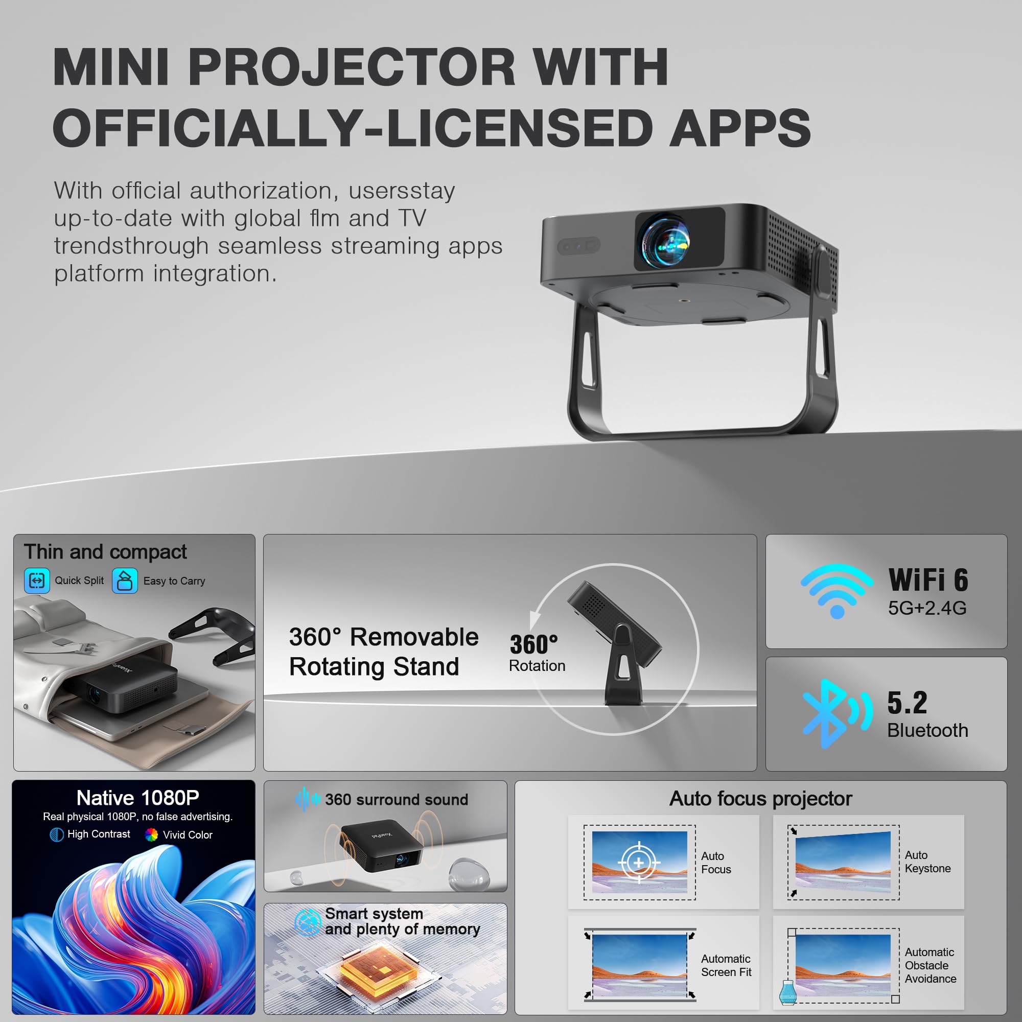 Amazon.com: [Officially-Licensed App & Auto Focus]Black Smart Mini
