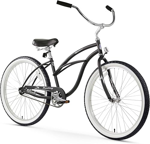 Miniatura 30 de Sixthreezero Urban Lady Beach Cruiser - Bicicleta híbrida de 3 velocidades para mujer Verde militar con llantas rosadas con asiento negro/puños